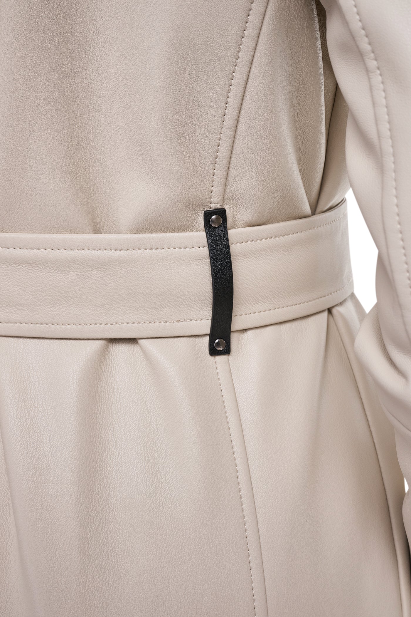 FAUX LEATHER BELTED LONG TRENCH VIEW 7