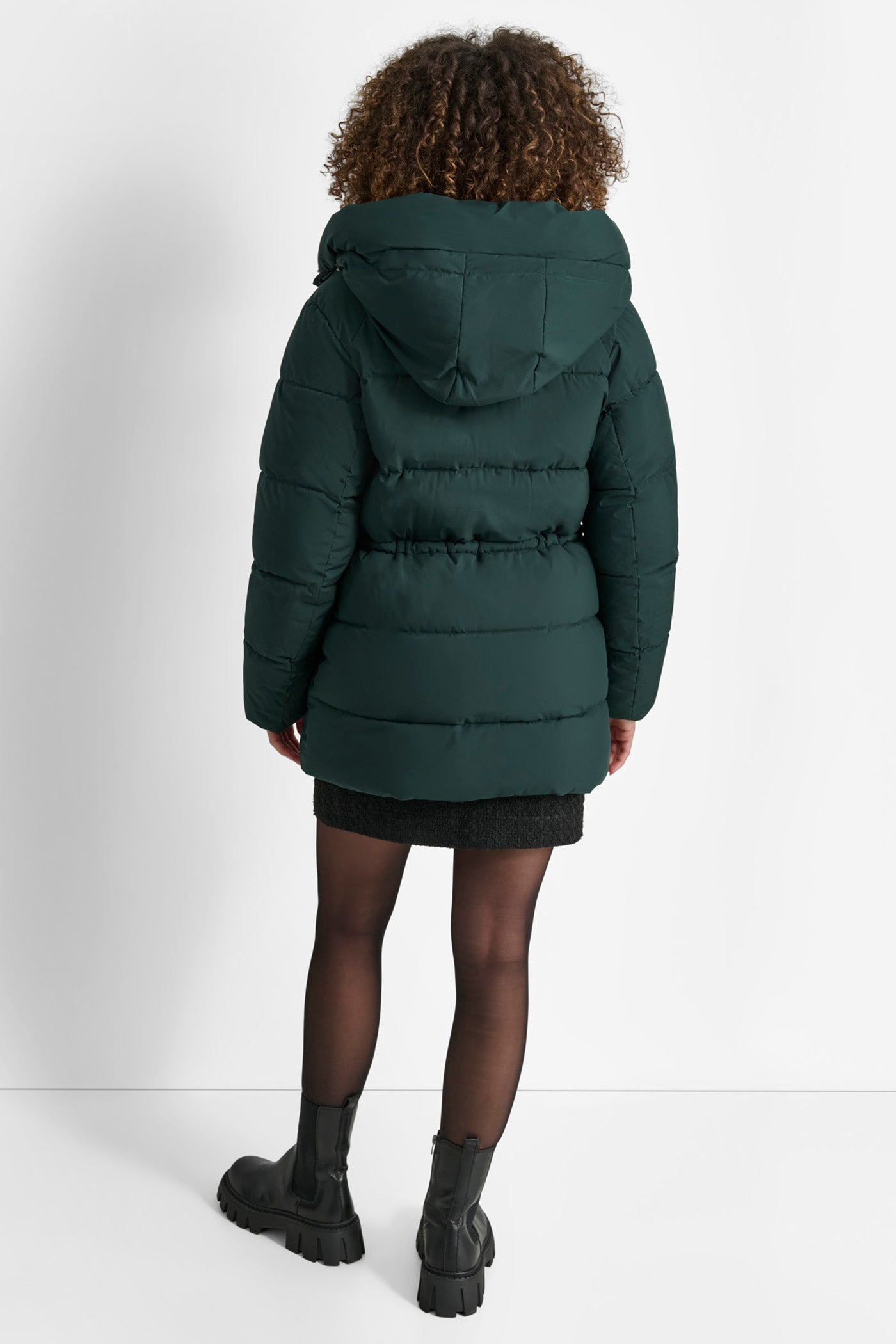 PINE MID LENGTH LUSH PUFFER JACKET, BACK VIEW | New Arrivals