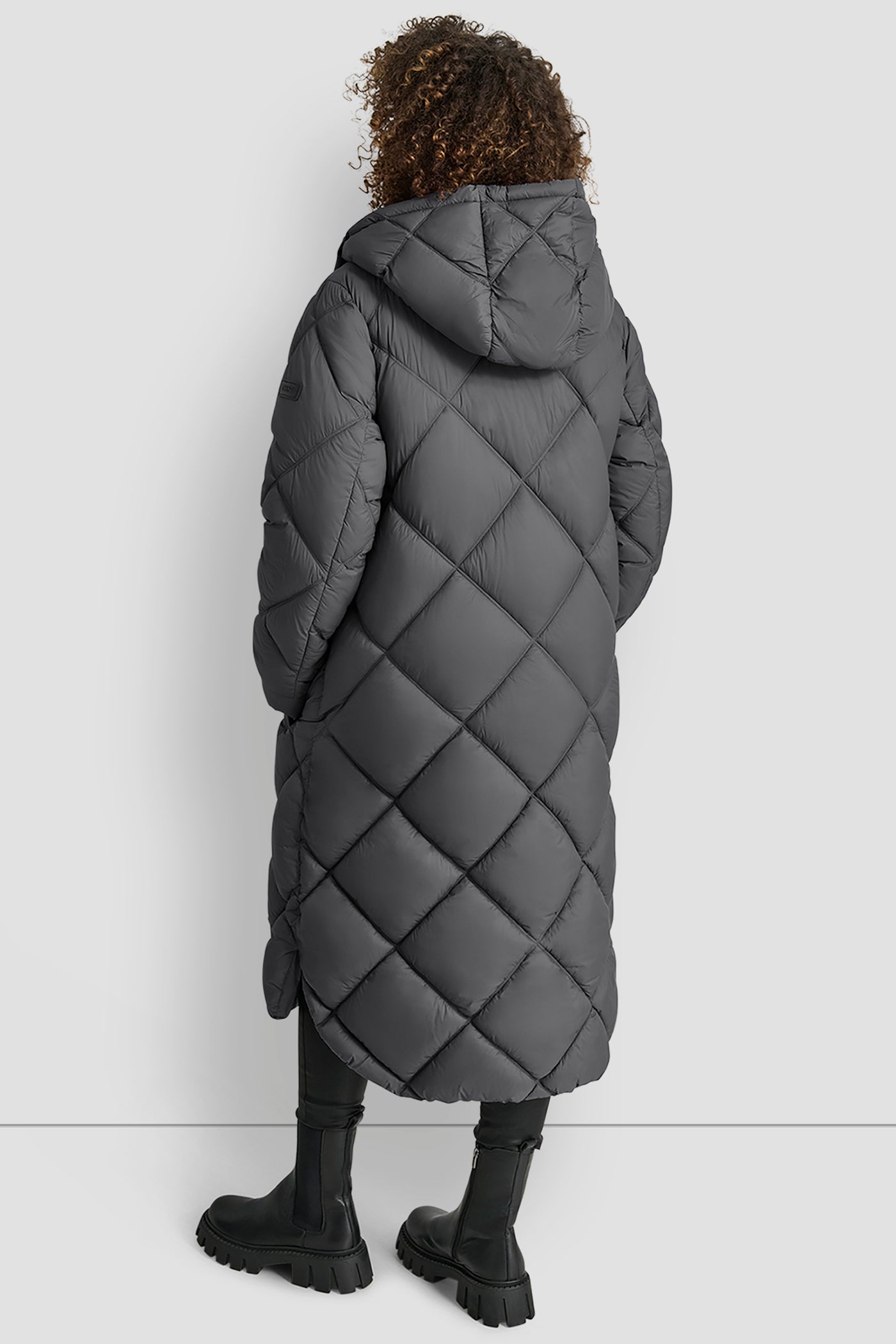 TITAN SILKY LONG QUILTED PARKA, BACK VIEW | WOMENS COATS & JACKETS