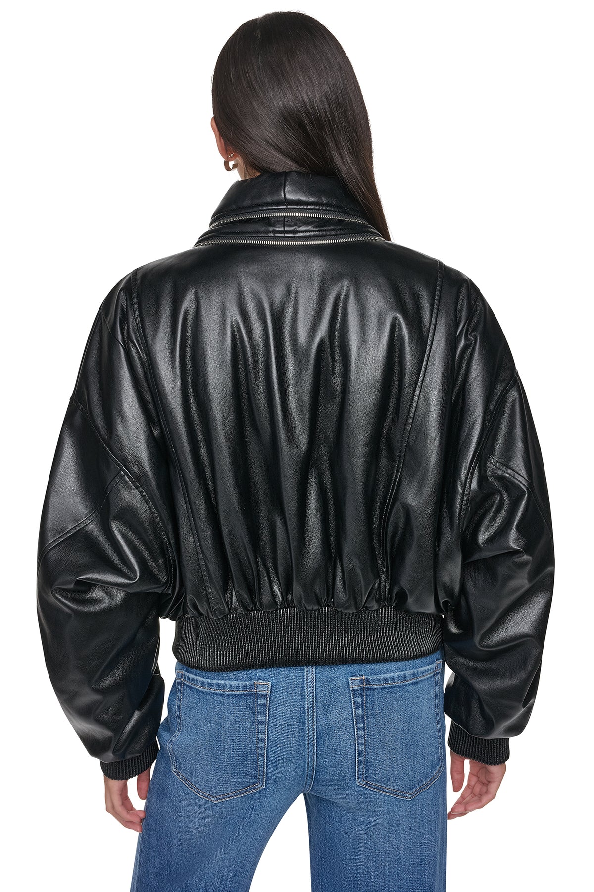 VEGAN LEATHER BOMBER JACKET VIEW 2