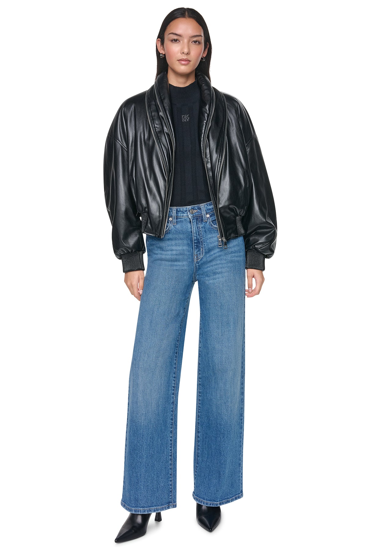 VEGAN LEATHER BOMBER JACKET VIEW 2