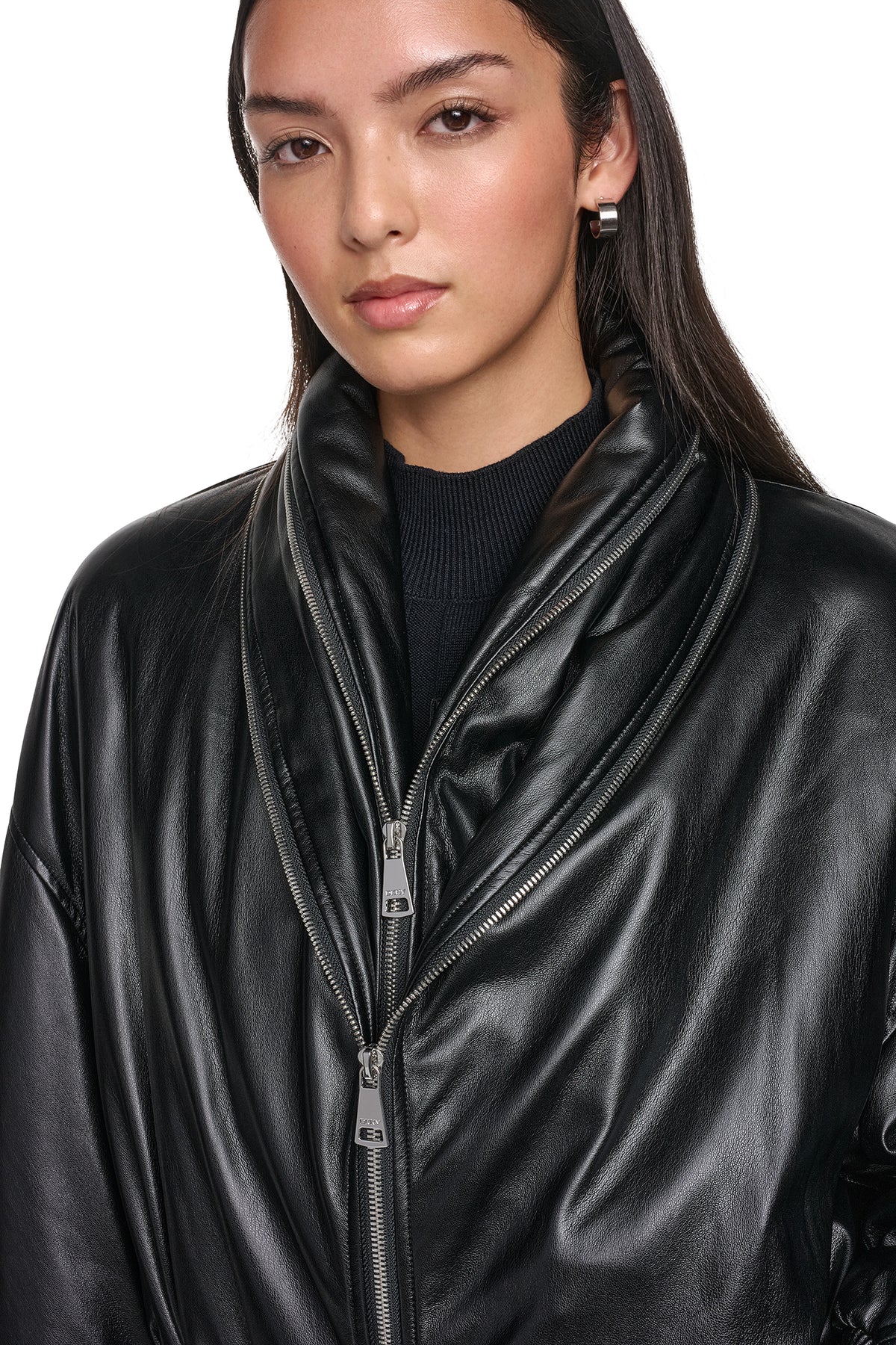 VEGAN LEATHER BOMBER JACKET VIEW 2