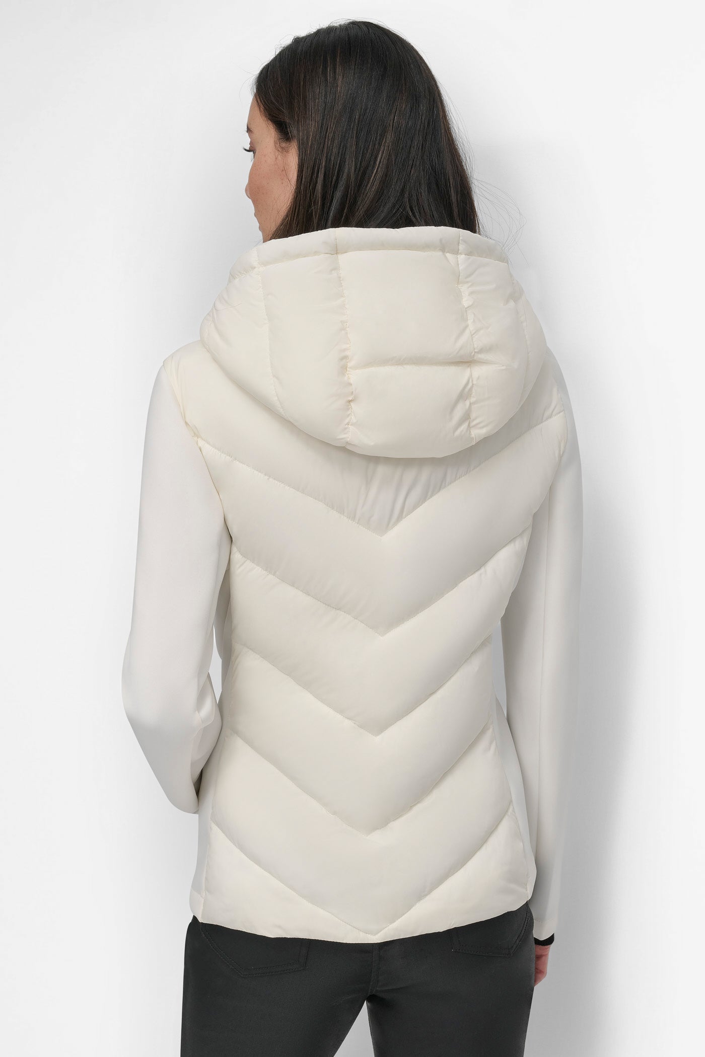 Pearl MIXED MEDIA LIGHT WEIGHT PUFFER, BACK VIEW | Not Clearance or Preorder