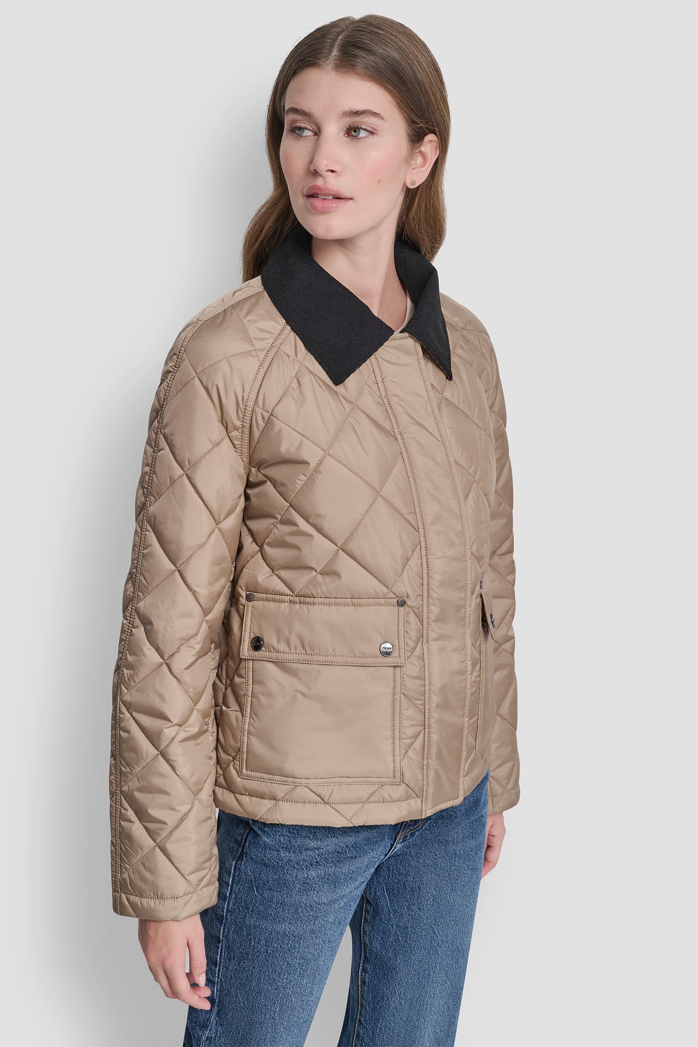 QULITED JACKET WITH CONTRAST COLLAR VIEW 8 | WOMENS COATS & JACKETS