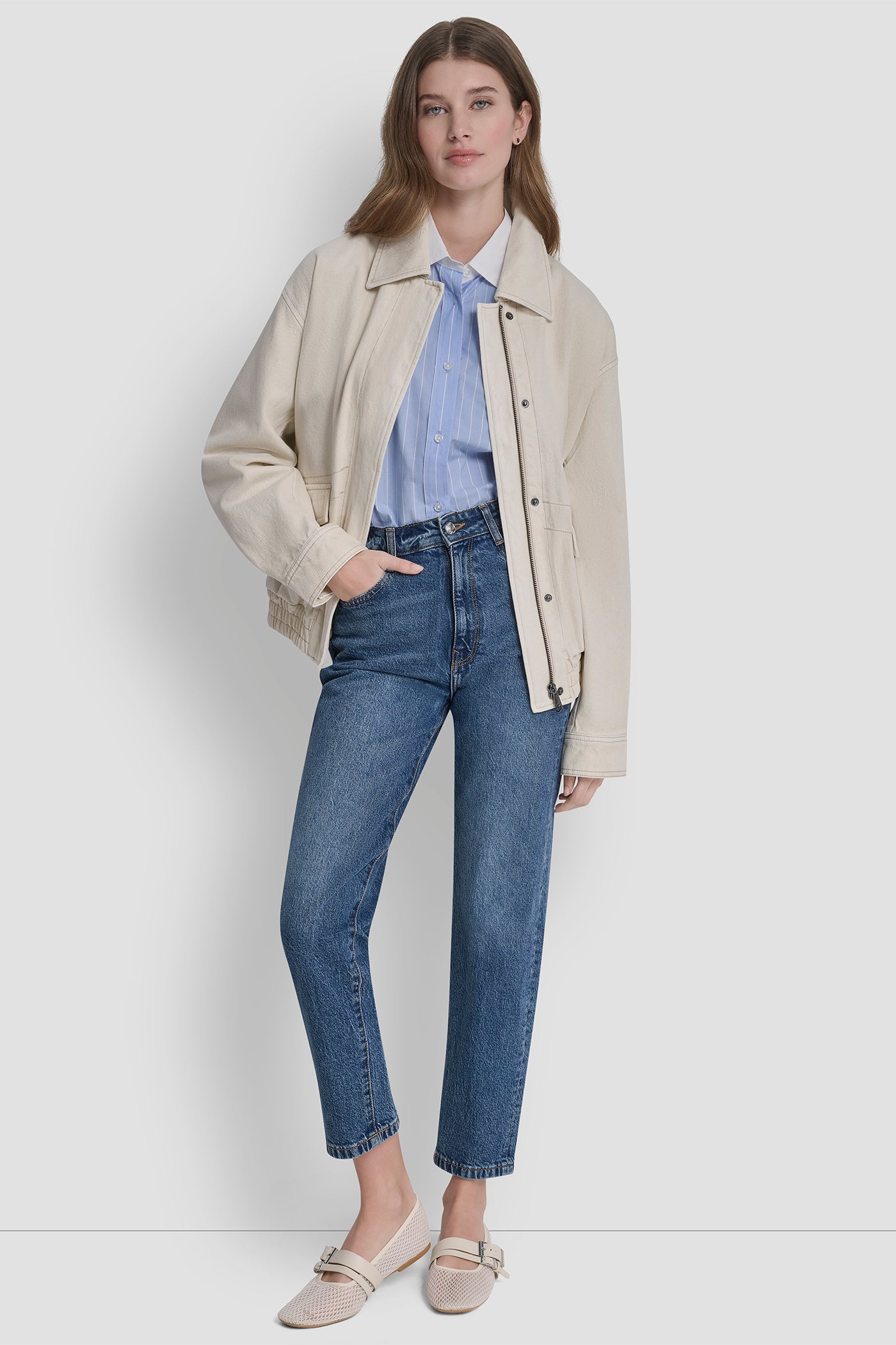 COLLARED FULL ZIP BOMBER JACKET VIEW 4 | WOMENS COATS & JACKETS