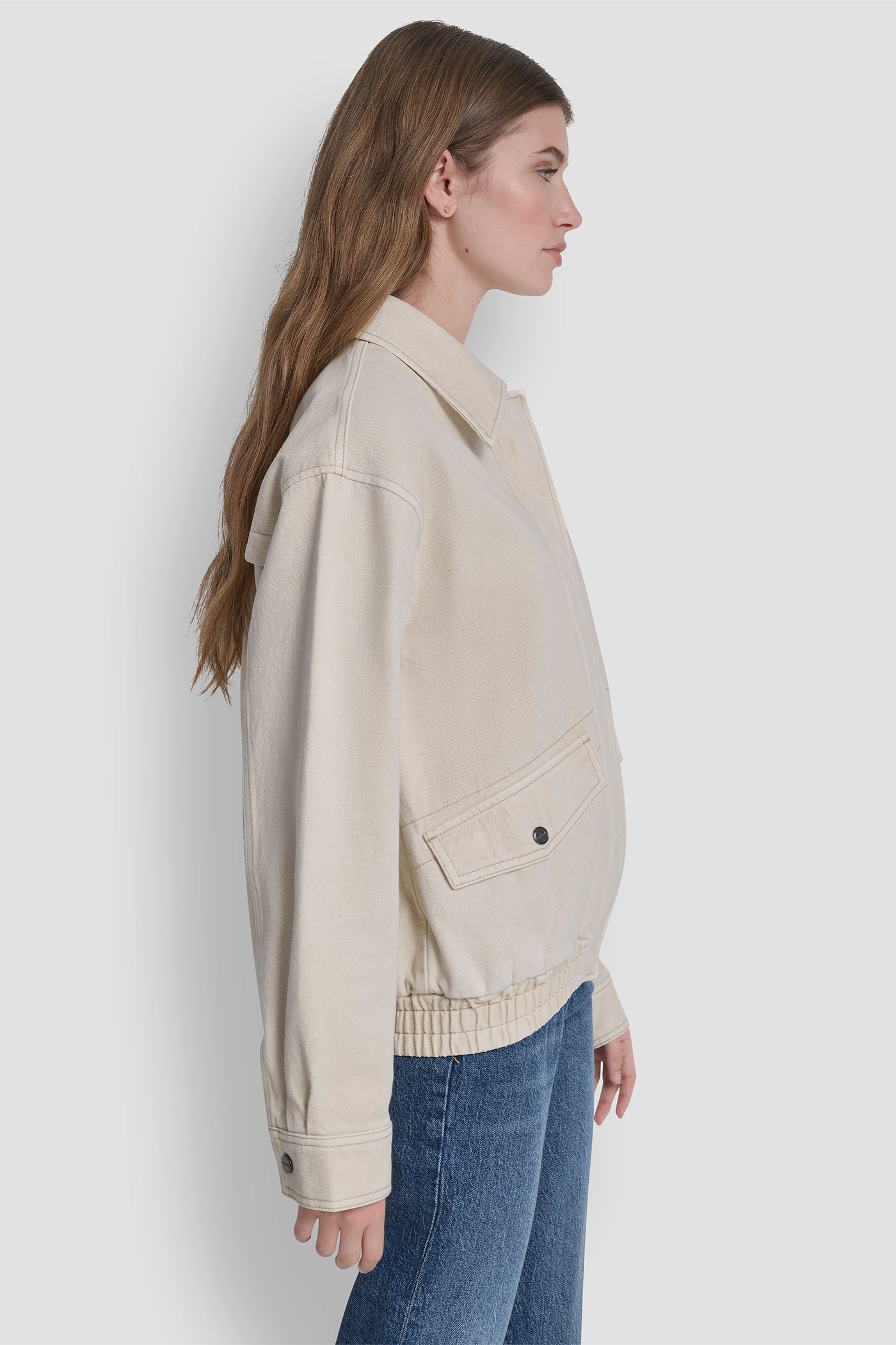 COLLARED FULL ZIP BOMBER JACKET VIEW 3 | WOMENS COATS & JACKETS