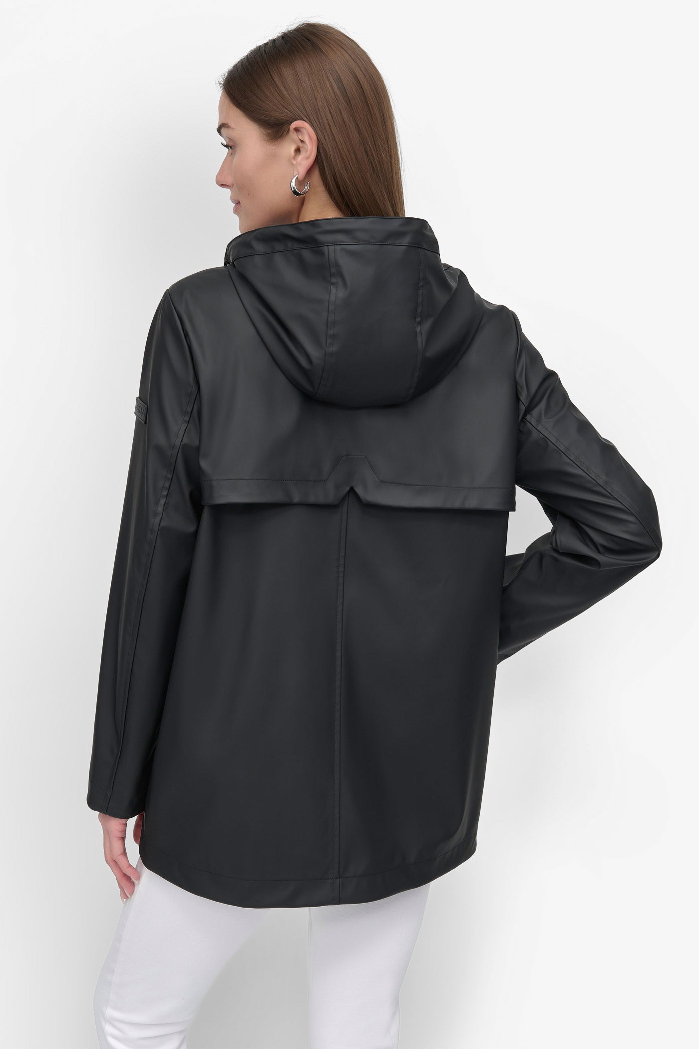 Black BUTTON UP RAIN COAT, VIEW 2 | Outerwear Under $100