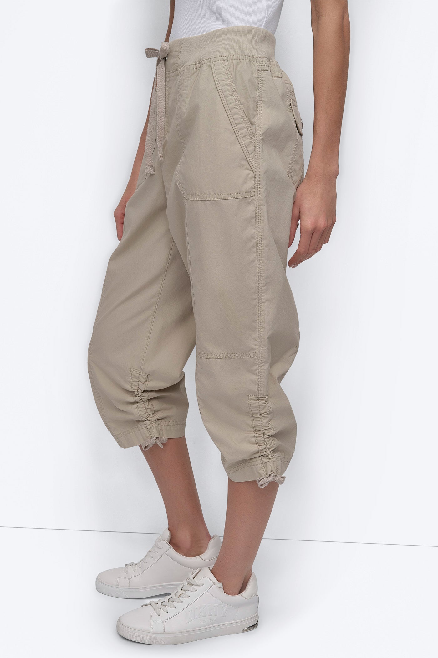 HIGH-RISE SHIRRED UTILITY CAPRI PANT VIEW 3 | Pants & Denim