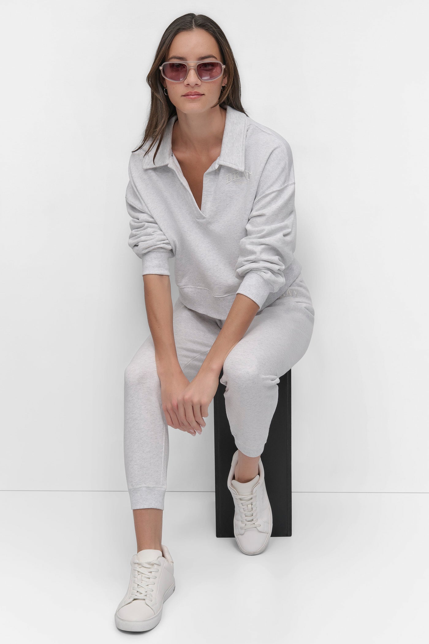 CROPPED VARSITY LOGO POLO SWEATSHIRT VIEW 9 | Sport Essentials