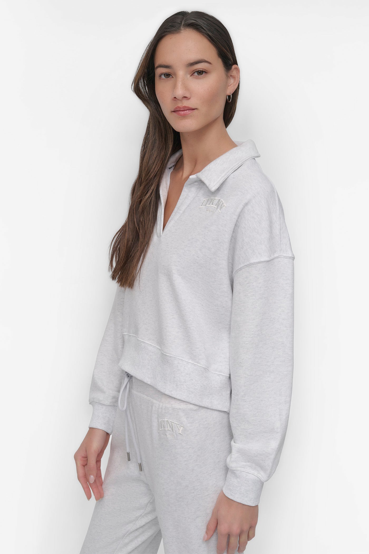 CROPPED VARSITY LOGO POLO SWEATSHIRT VIEW 6 | Sport Essentials