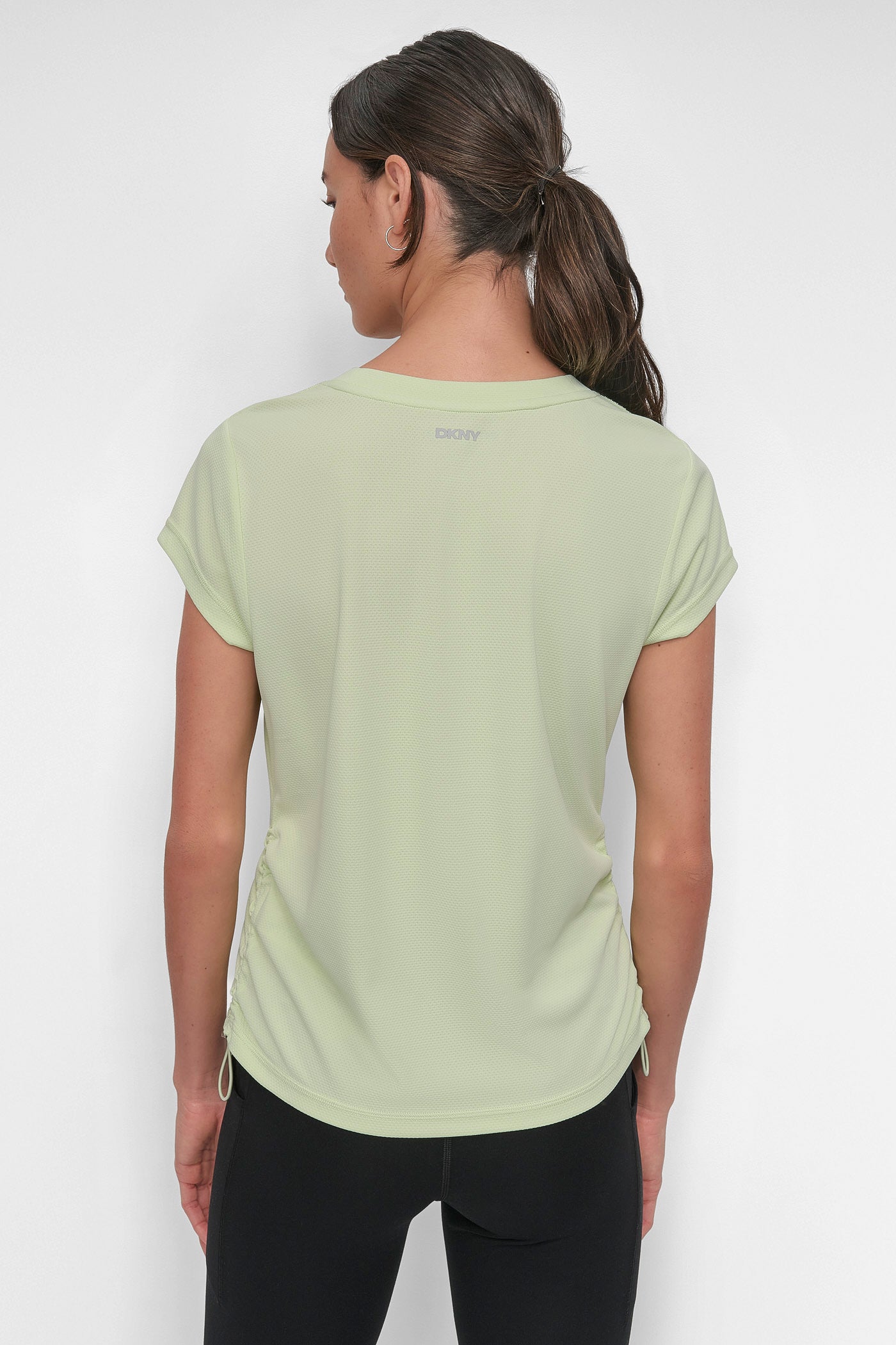 ICED PEAR RUCHED TECH-MESH PERFORMANCE TEE, BACK VIEW | Women's Clearance