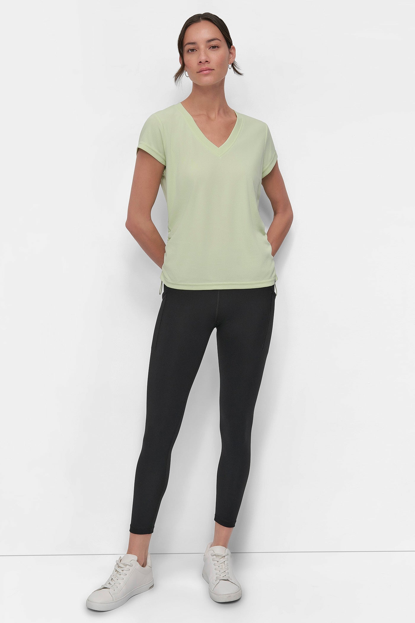 RUCHED TECH-MESH PERFORMANCE TEE VIEW 7 | DKNY Sport