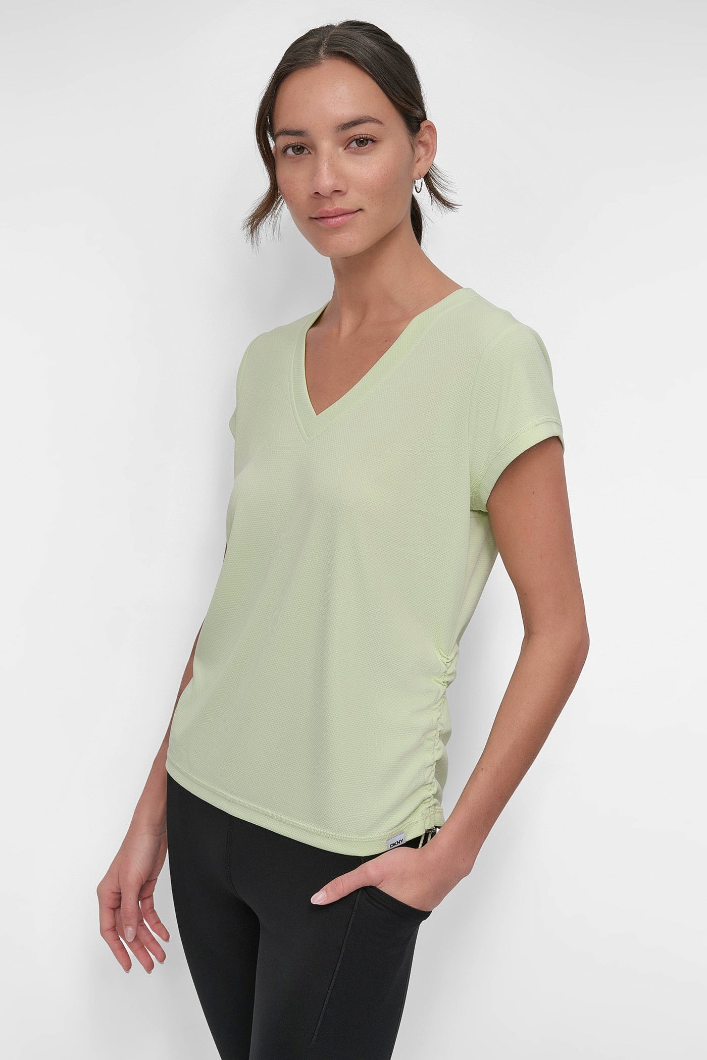 RUCHED TECH-MESH PERFORMANCE TEE VIEW 6 | DKNY Sport