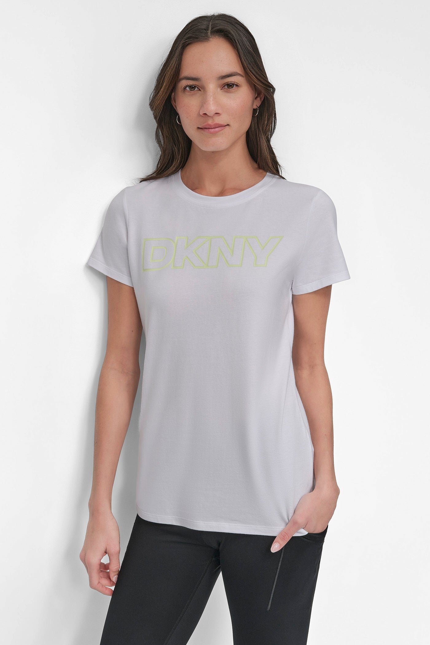 WHITE/ICED PEAR OMBRÉ LOGO PERFORMANCE TEE, FRONT VIEW | Women's Clearance