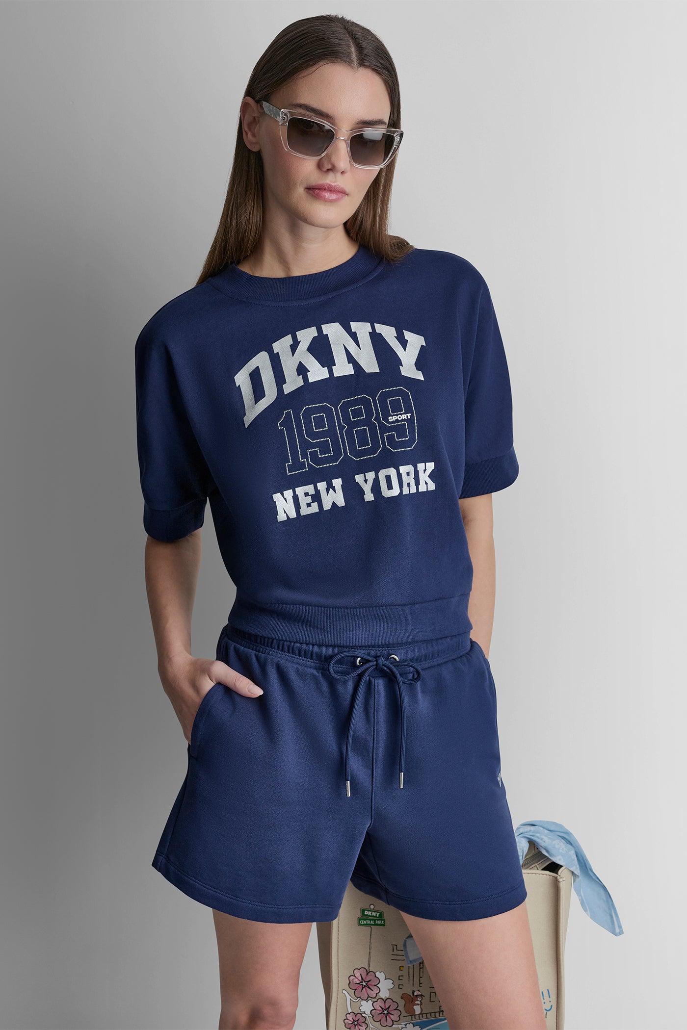COTTON-BLEND TERRY SHORT SLEEVE LOGO HIGH-LOW TEE VIEW 5 | New Arrivals
