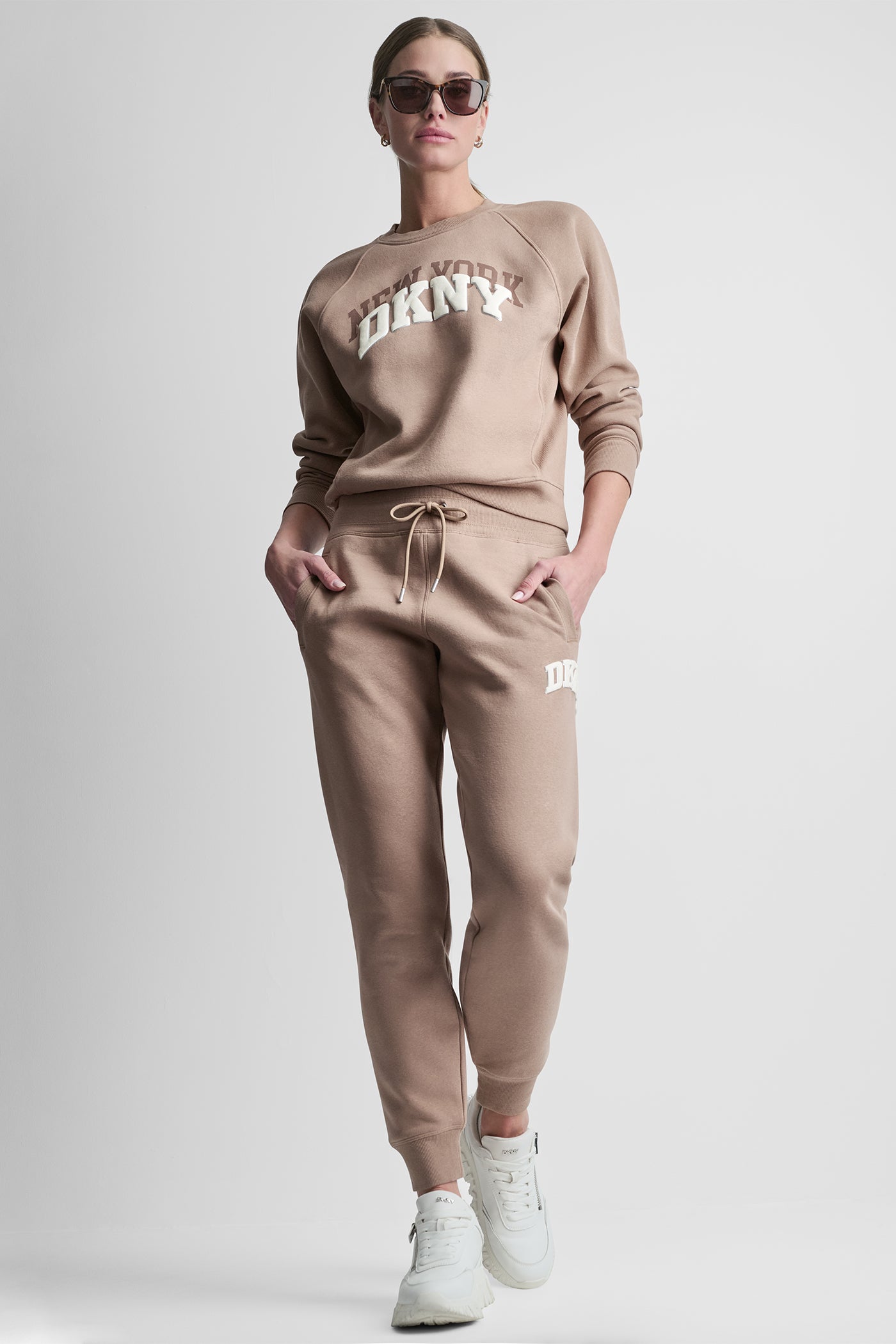 Woodsmoke MID-RISE VARSITY LOGO JOGGER, VIEW 1 | DKNY Sport