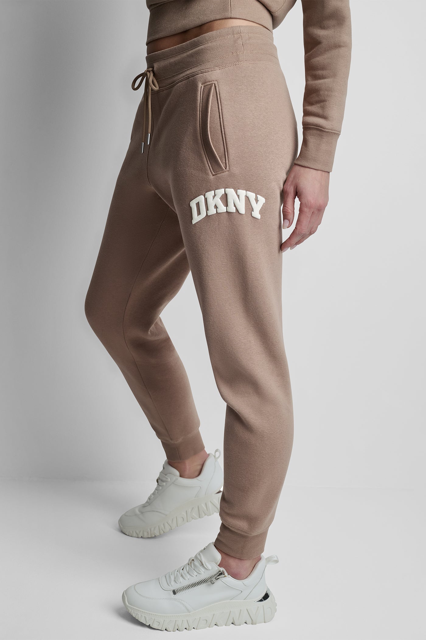 Woodsmoke MID-RISE VARSITY LOGO JOGGER, VIEW 2 | DKNY Sport