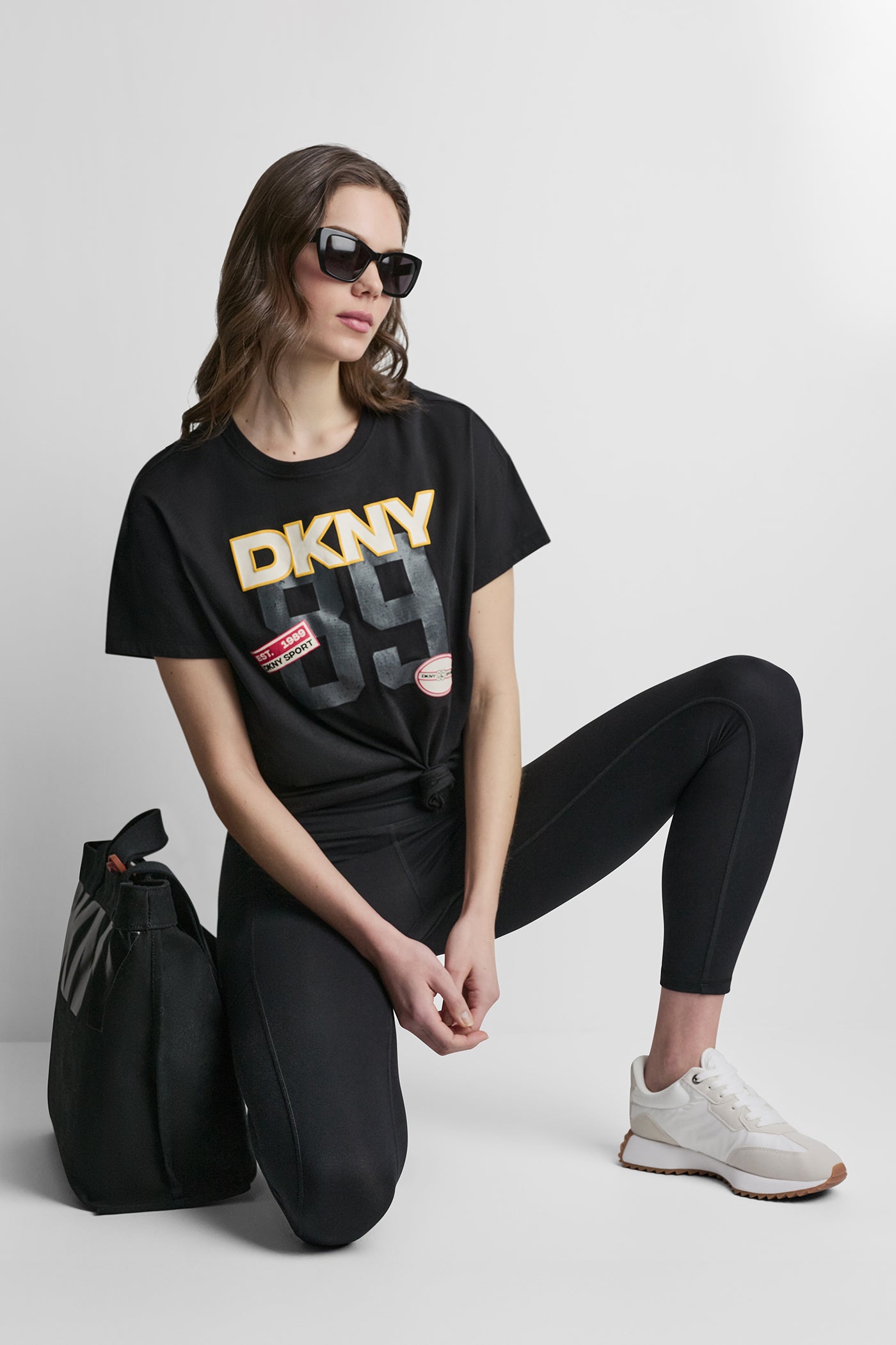 Black CAMPUS PATCH DROP SHOULDER TEE, VIEW 1 | Summer Collection