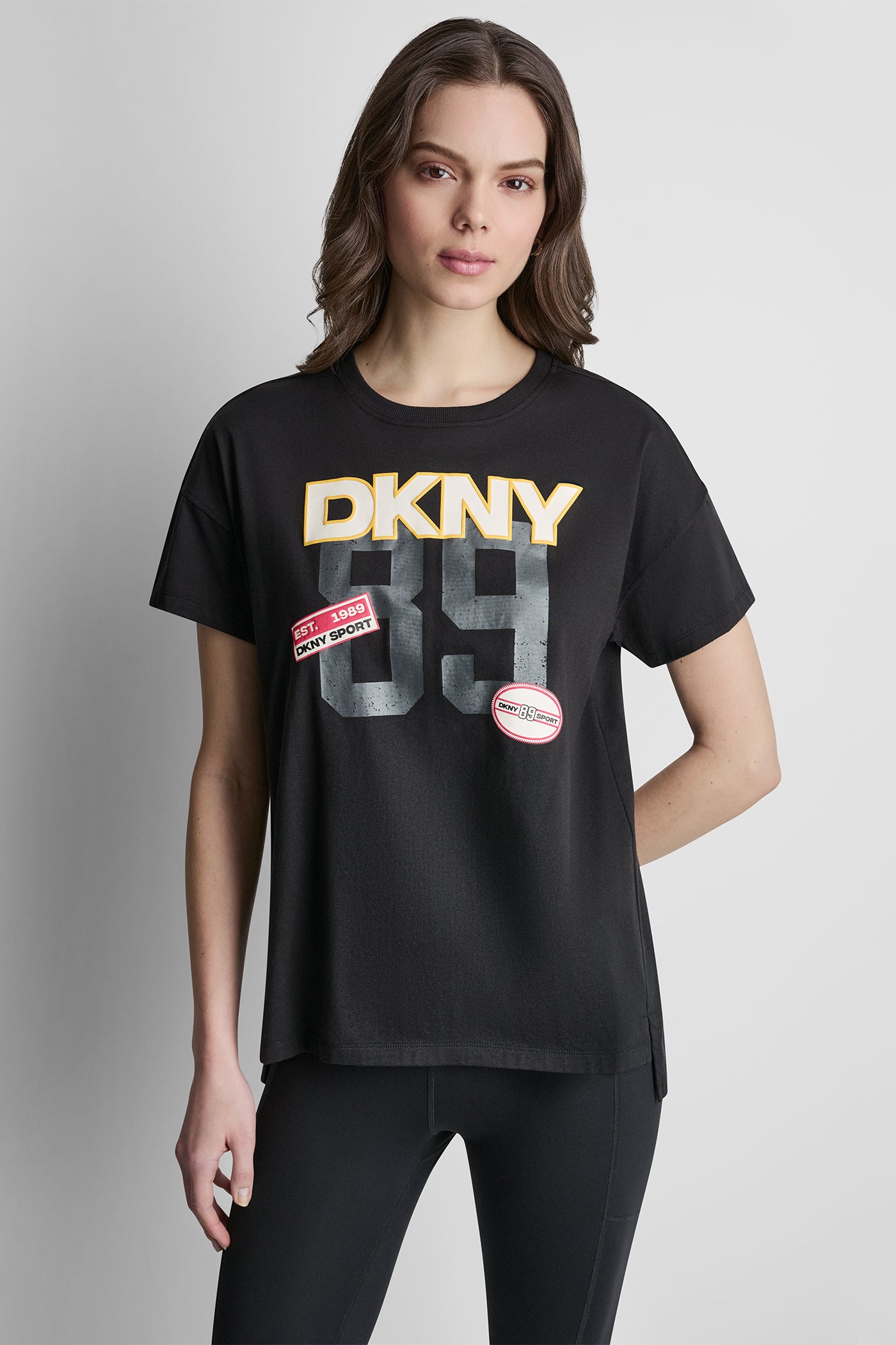 Black CAMPUS PATCH DROP SHOULDER TEE, VIEW 2 | Summer Collection