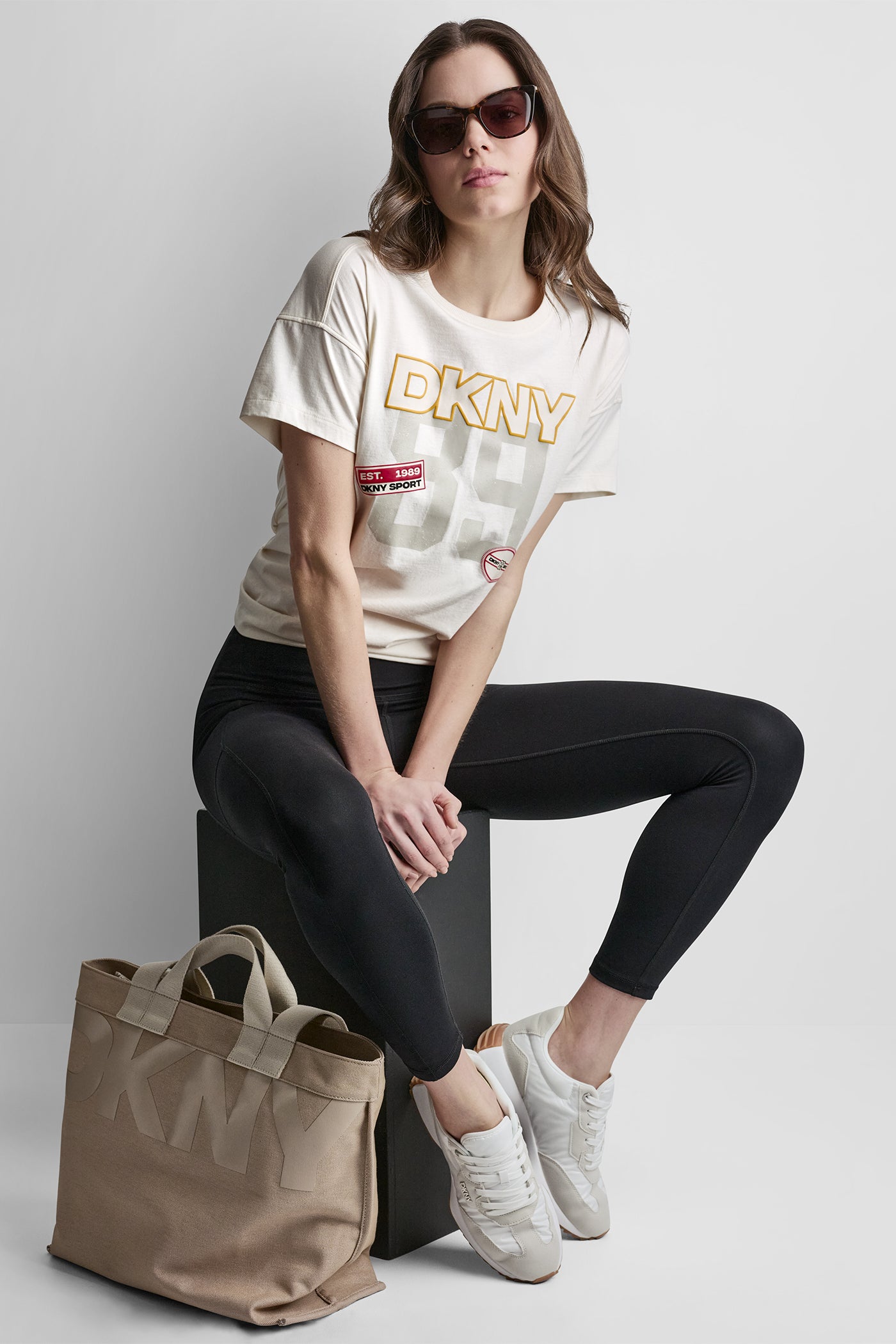Eggnog CAMPUS PATCH DROP SHOULDER TEE, VIEW 1 | Summer Collection