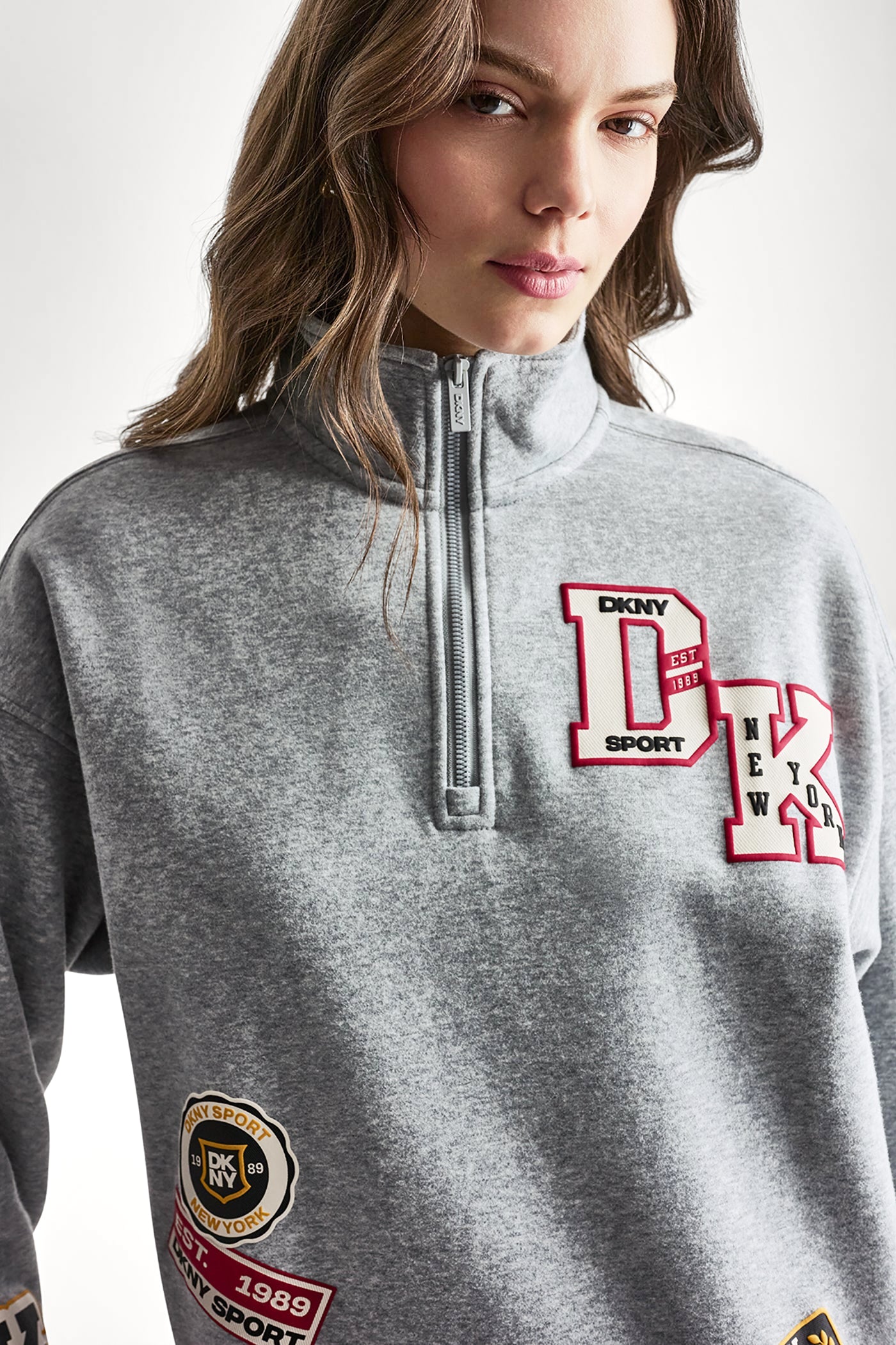 Campus Patch Oversized Quarter Zip | Pullover | DKNY