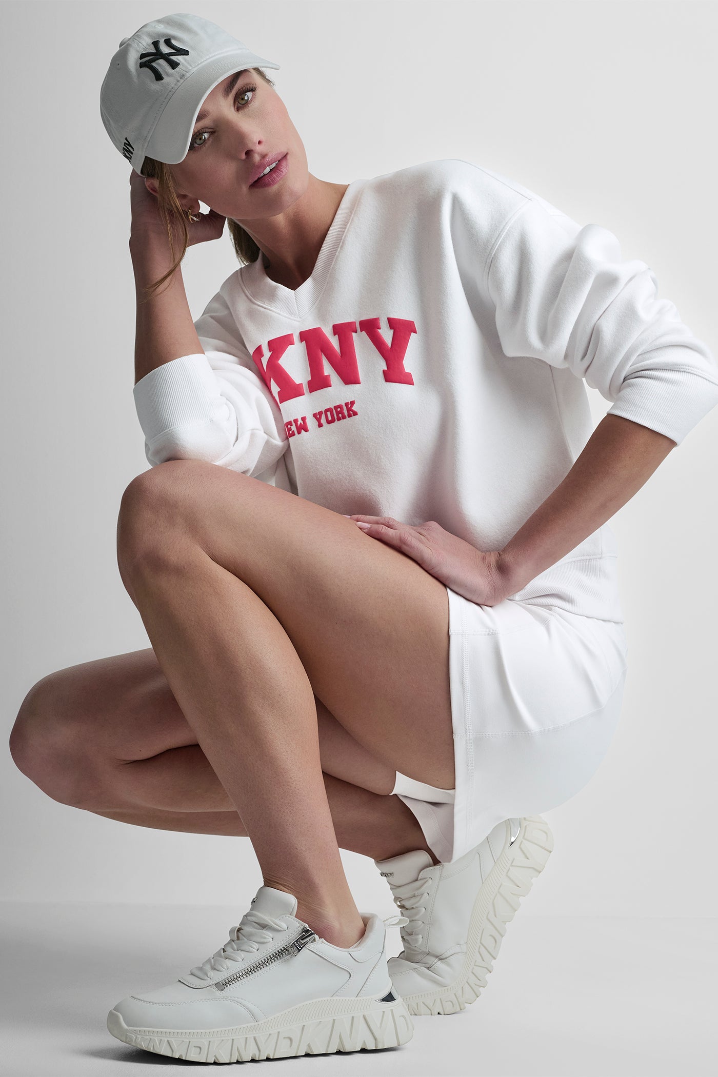 PUFF VARSITY LOGO V-NECK PULLOVER VIEW 7 | DKNY Promo