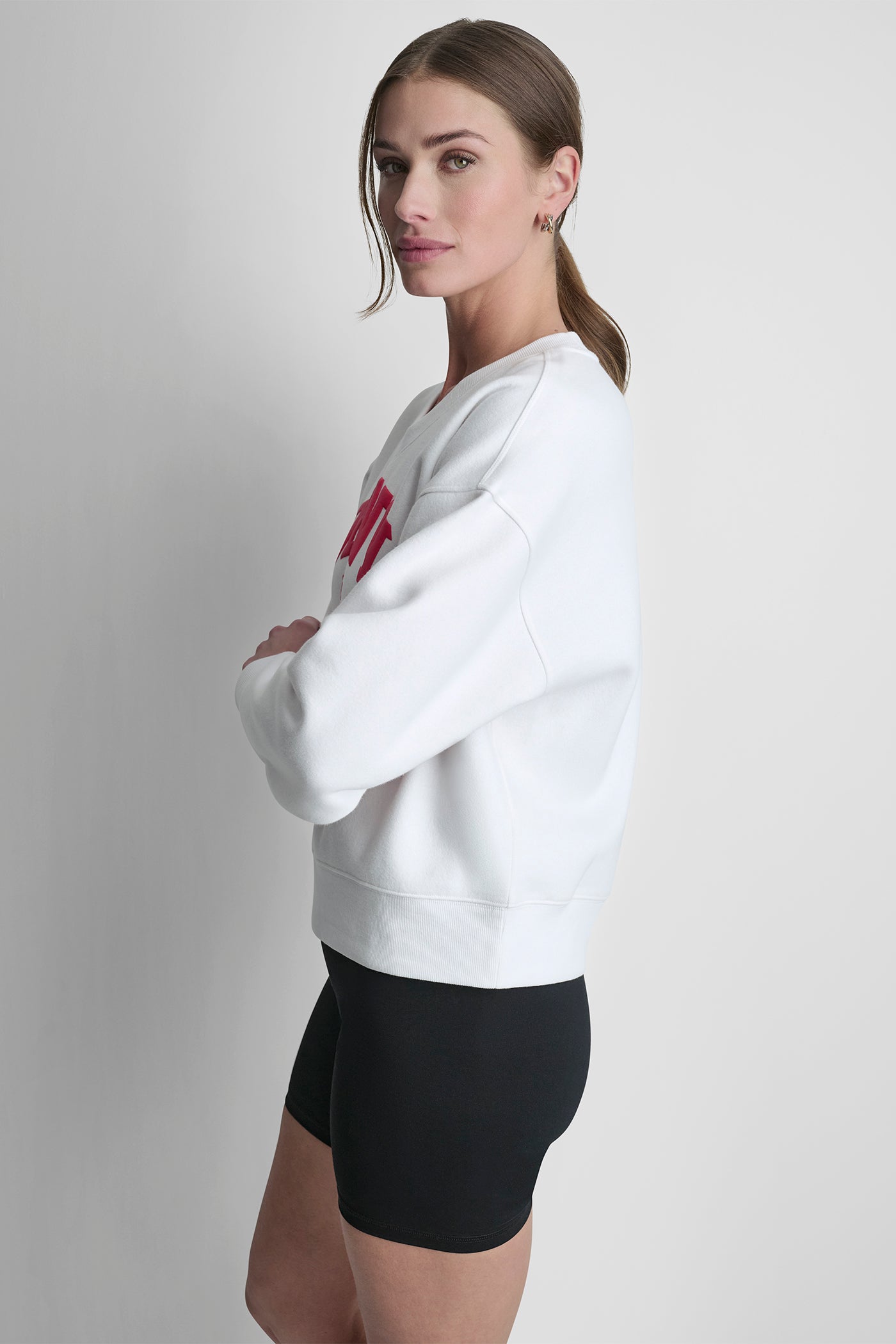 PUFF VARSITY LOGO V-NECK PULLOVER VIEW 4 | DKNY Promo