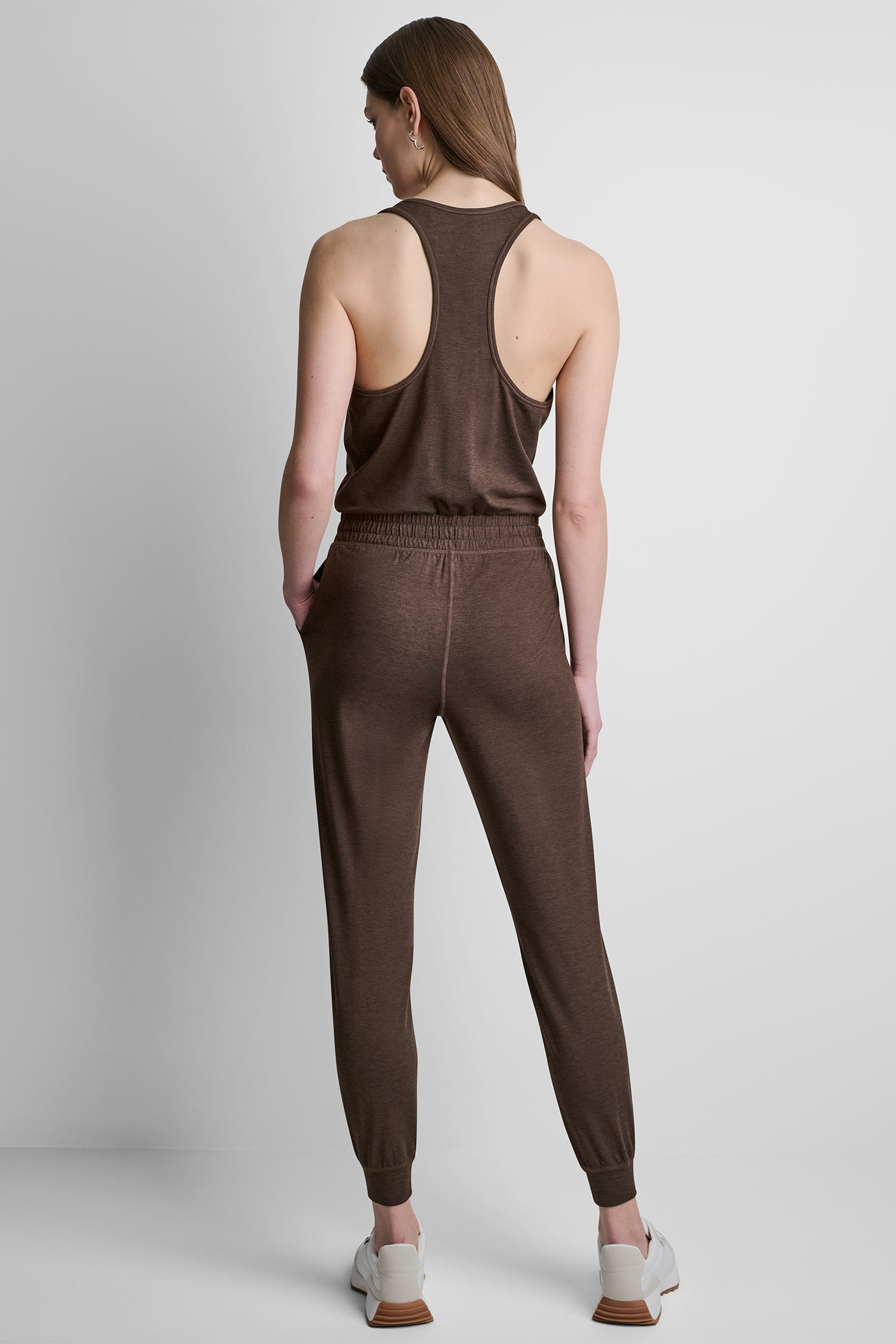 SPACEDYE RACERBACK TANK JUMPSUIT VIEW 3 | DKNY Sport