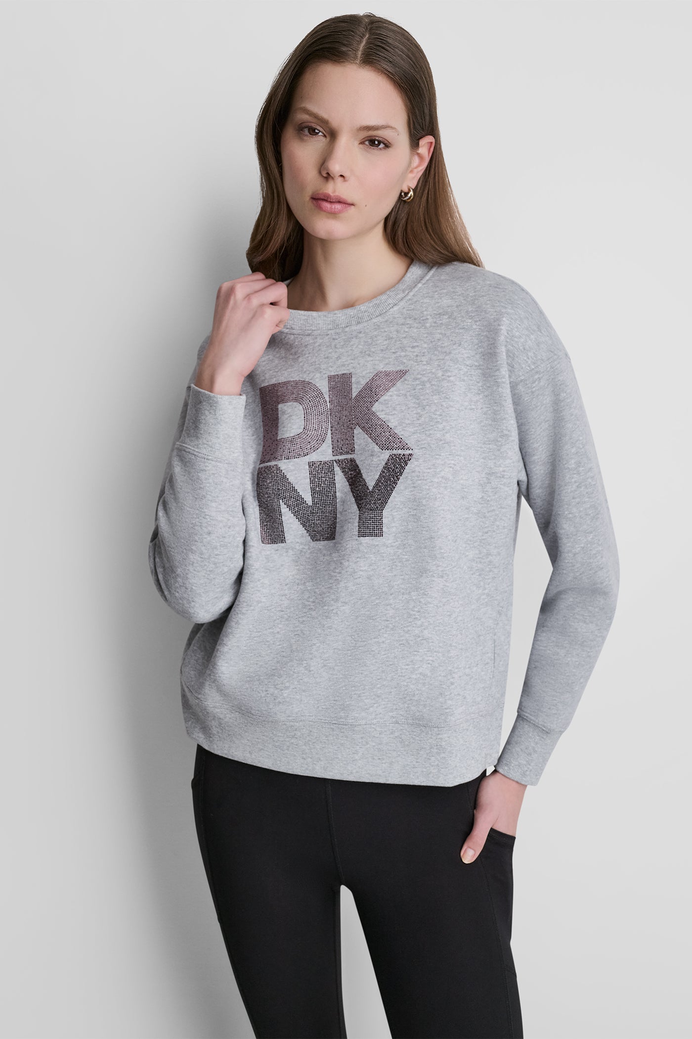 STACKED RHINESTONE LOGO PULLOVER VIEW 5 | DKNY Sport