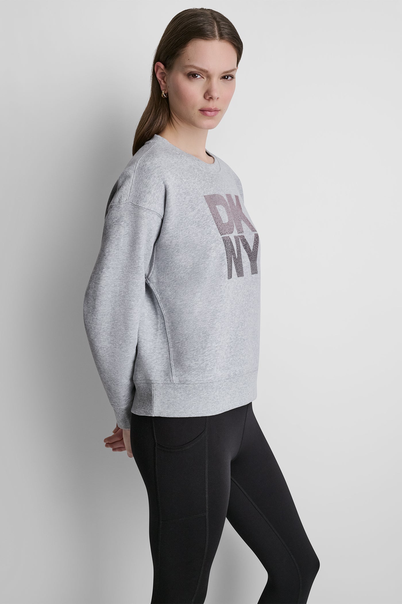 STACKED RHINESTONE LOGO PULLOVER VIEW 4 | DKNY Sport