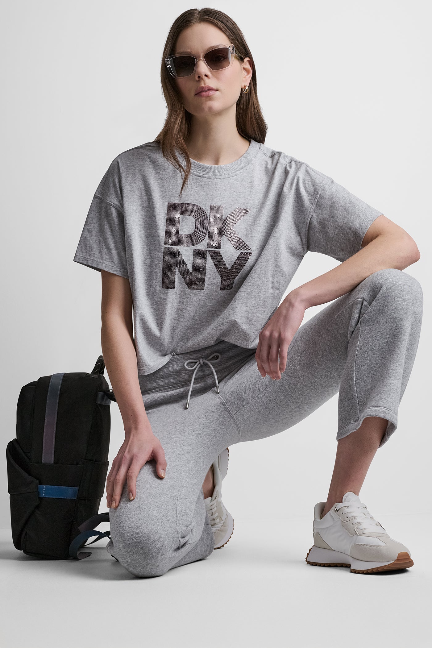 STACKED OMBRE RHINESTONE LOGO TEE VIEW 8 | DKNY Promo