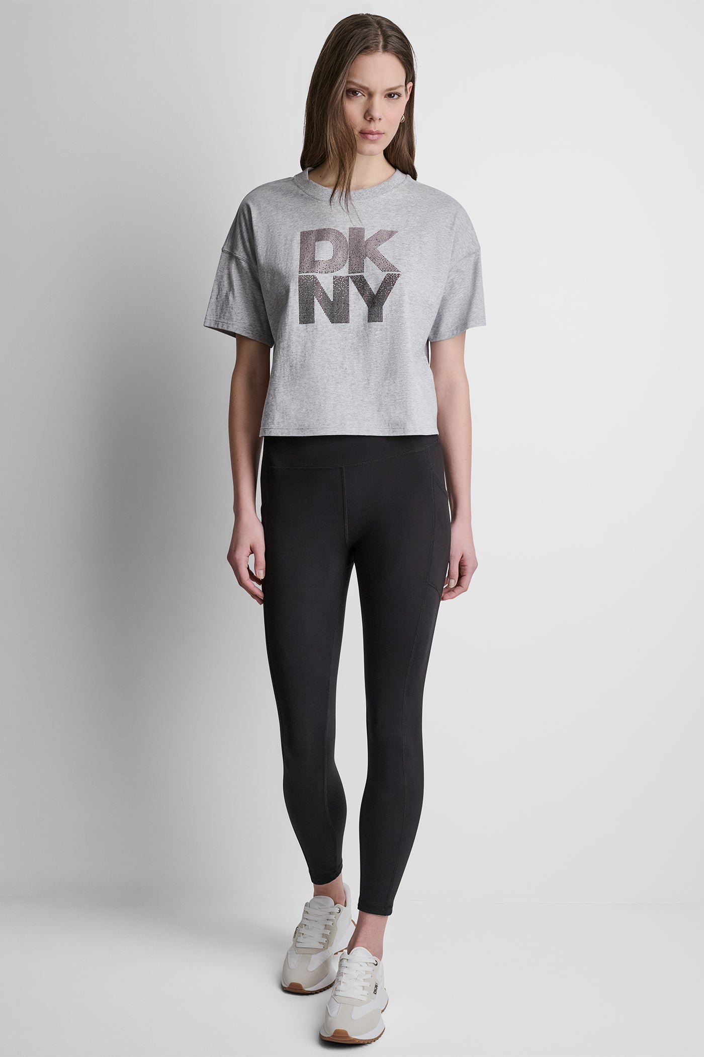 STACKED OMBRE RHINESTONE LOGO TEE VIEW 5 | DKNY Promo