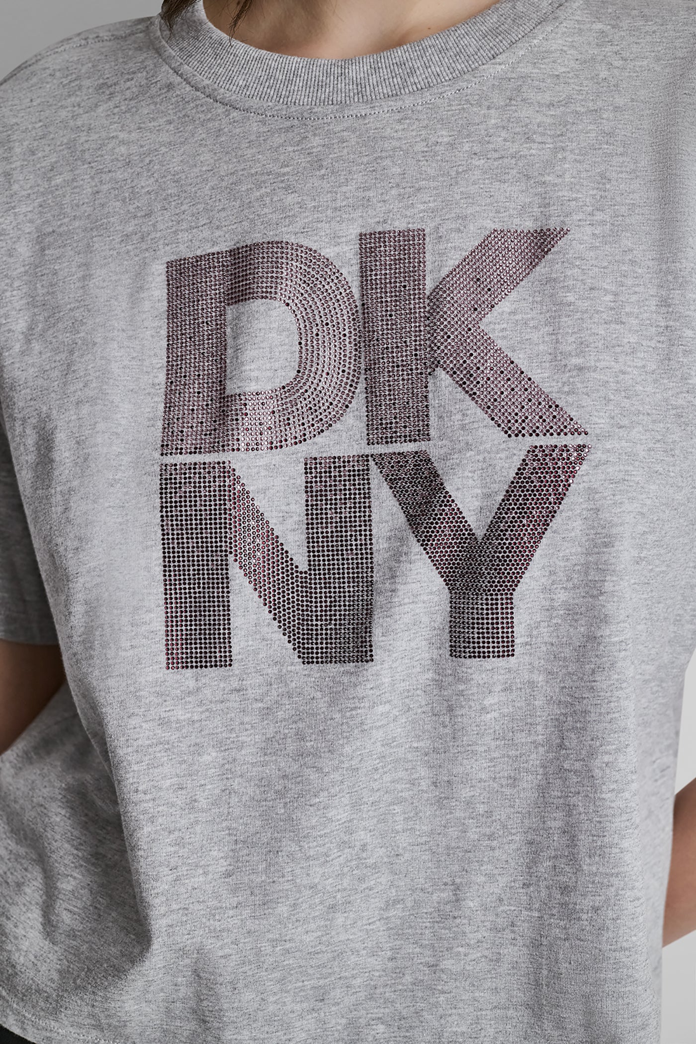 STACKED OMBRE RHINESTONE LOGO TEE VIEW 7 | DKNY Promo