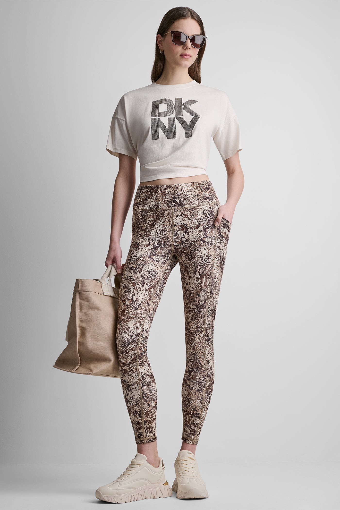 STACKED OMBRE RHINESTONE DROP SHOULDER TEE VIEW 7 | DKNY Promo