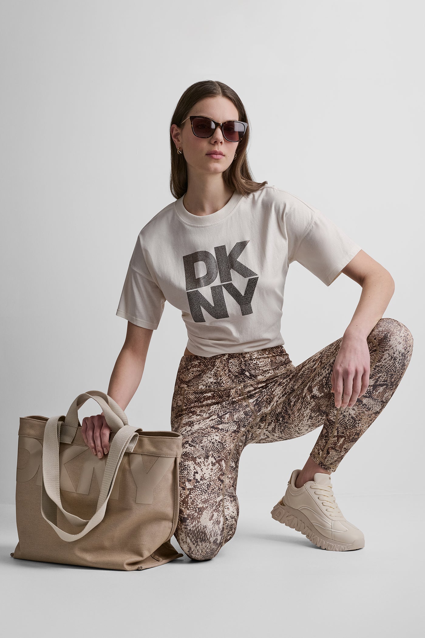 STACKED OMBRE RHINESTONE DROP SHOULDER TEE VIEW 8 | DKNY Promo