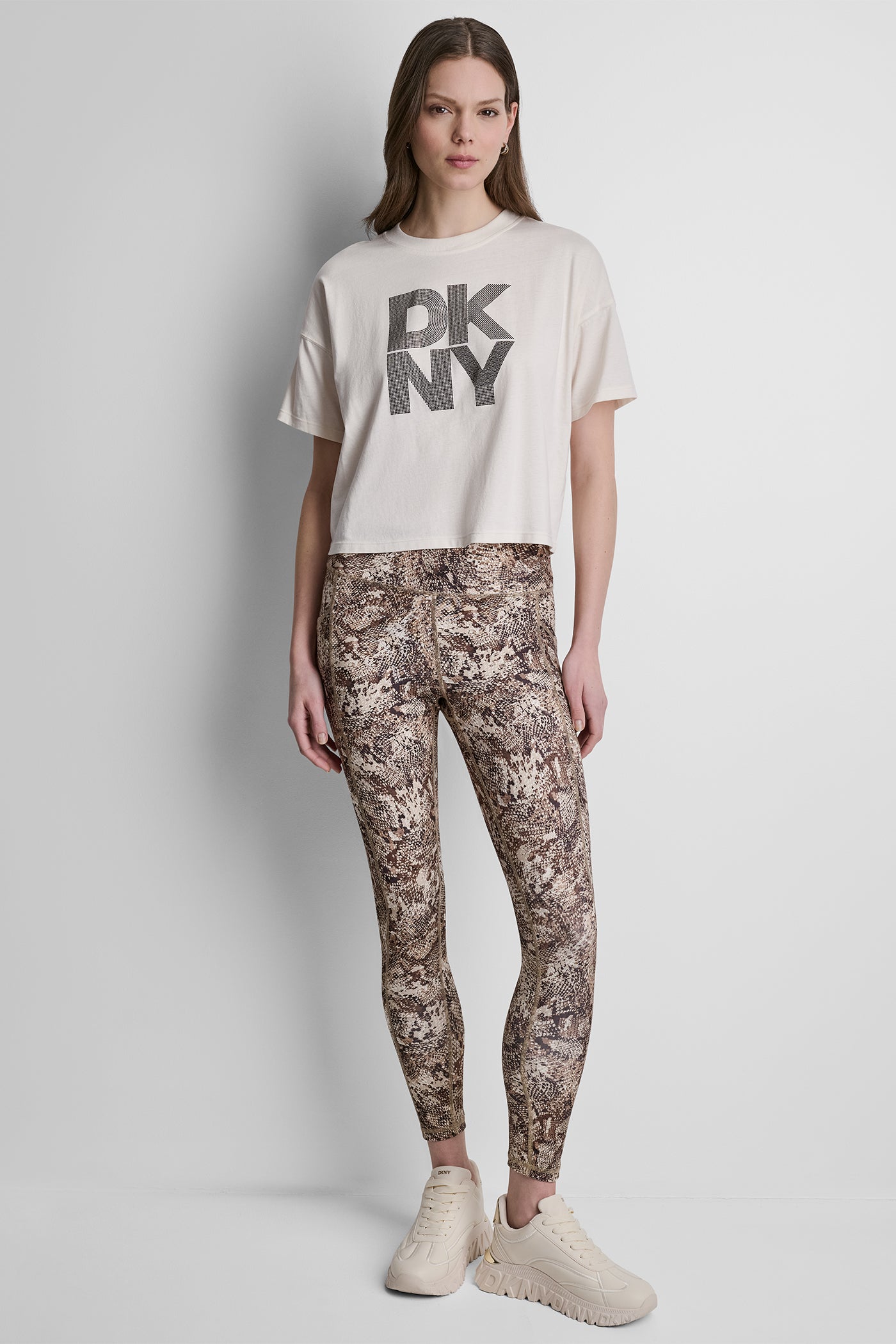 STACKED OMBRE RHINESTONE DROP SHOULDER TEE VIEW 5 | DKNY Promo
