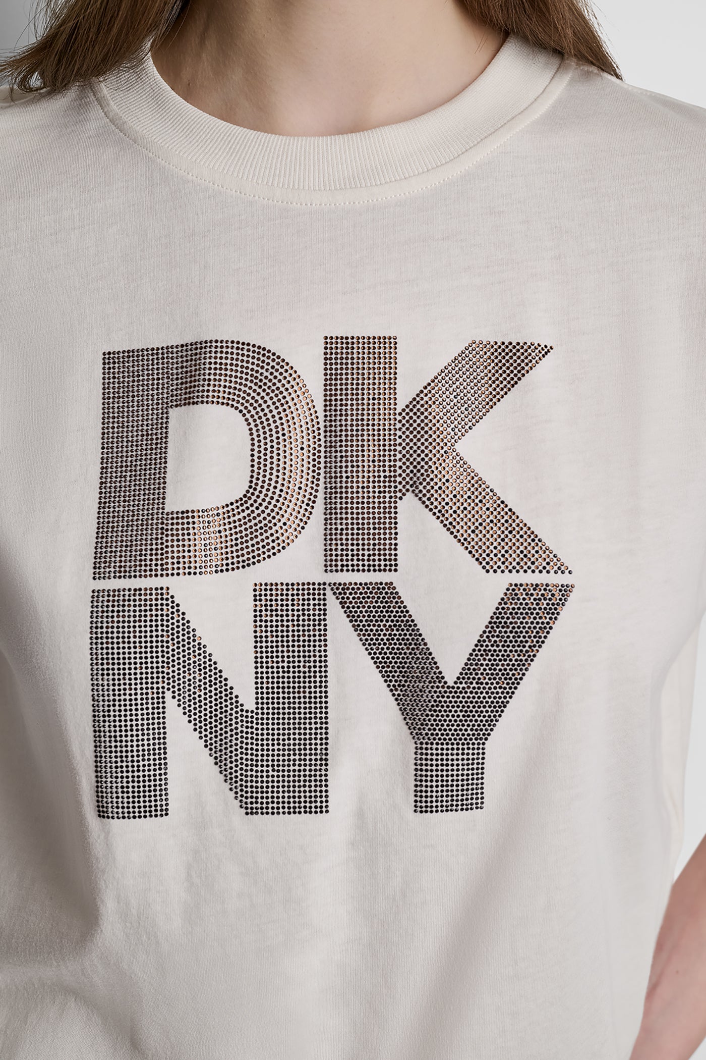STACKED OMBRE RHINESTONE DROP SHOULDER TEE VIEW 6 | DKNY Promo