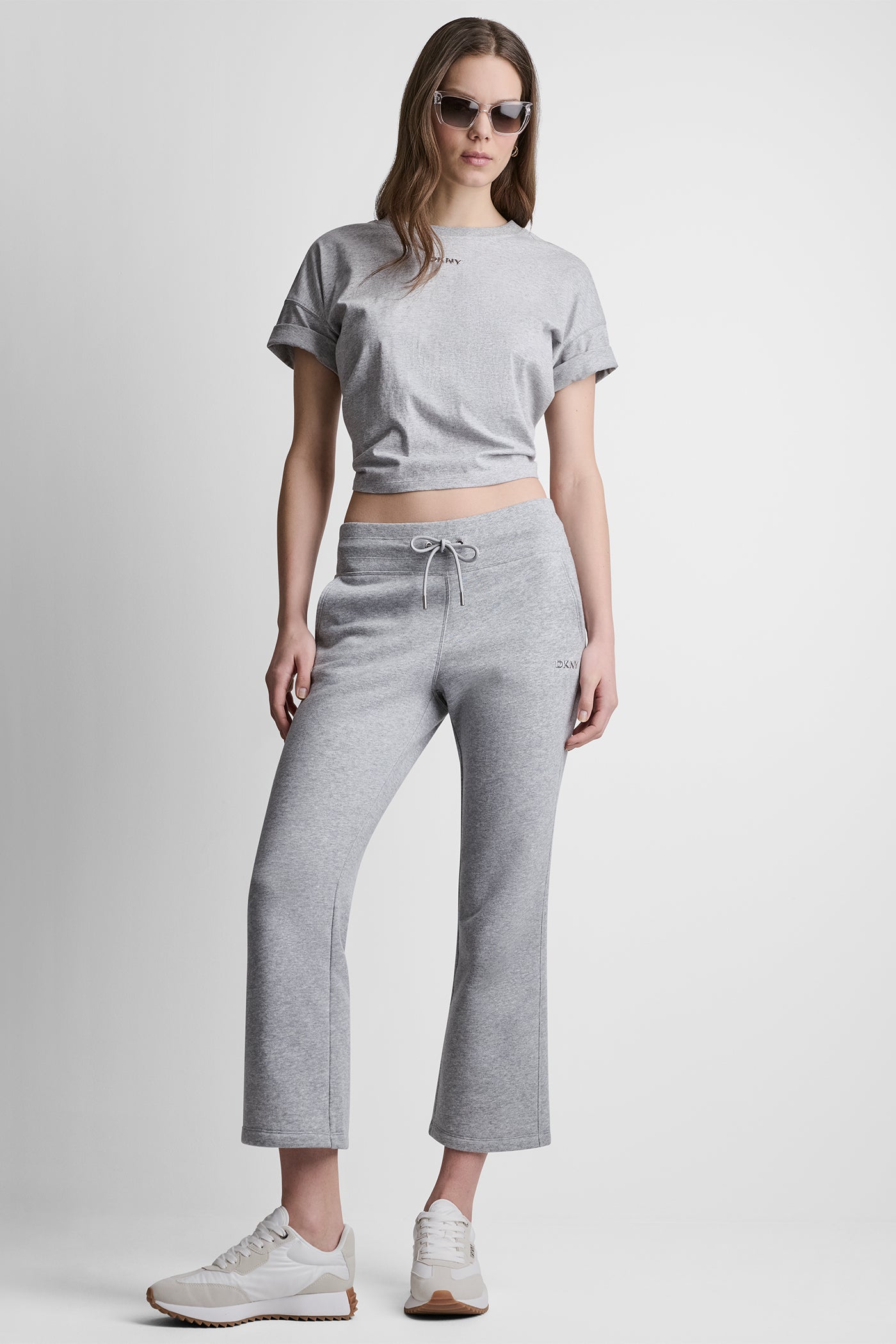 METALLIC BUBBLE LOGO FLARE PANT VIEW 7 | DKNY Promo