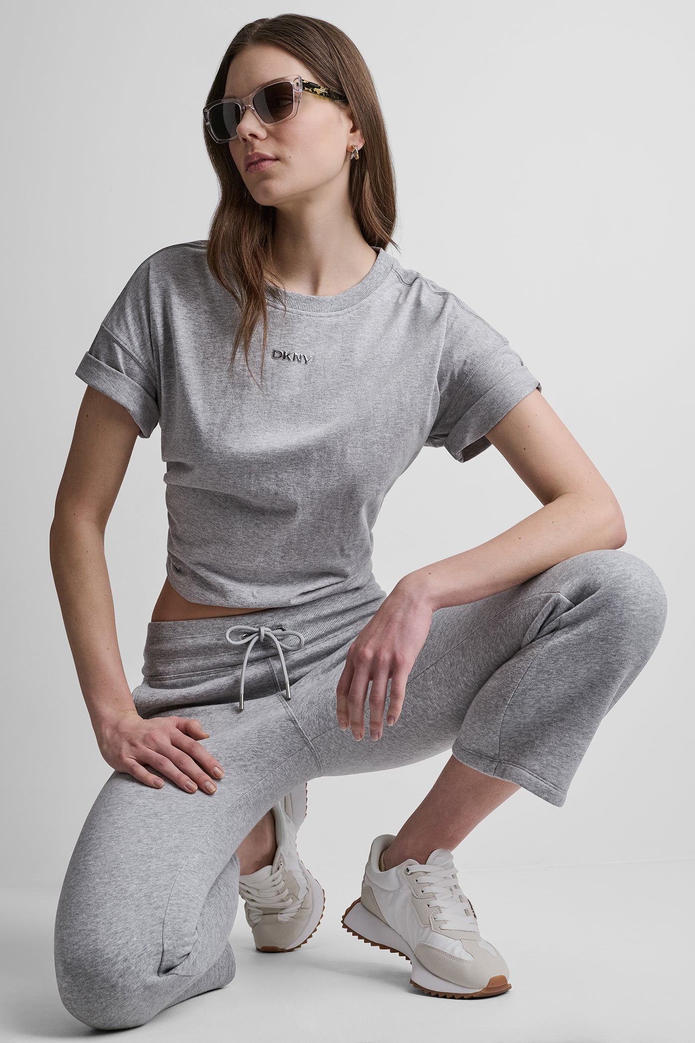 METALLIC BUBBLE LOGO FLARE PANT VIEW 6 | DKNY Promo