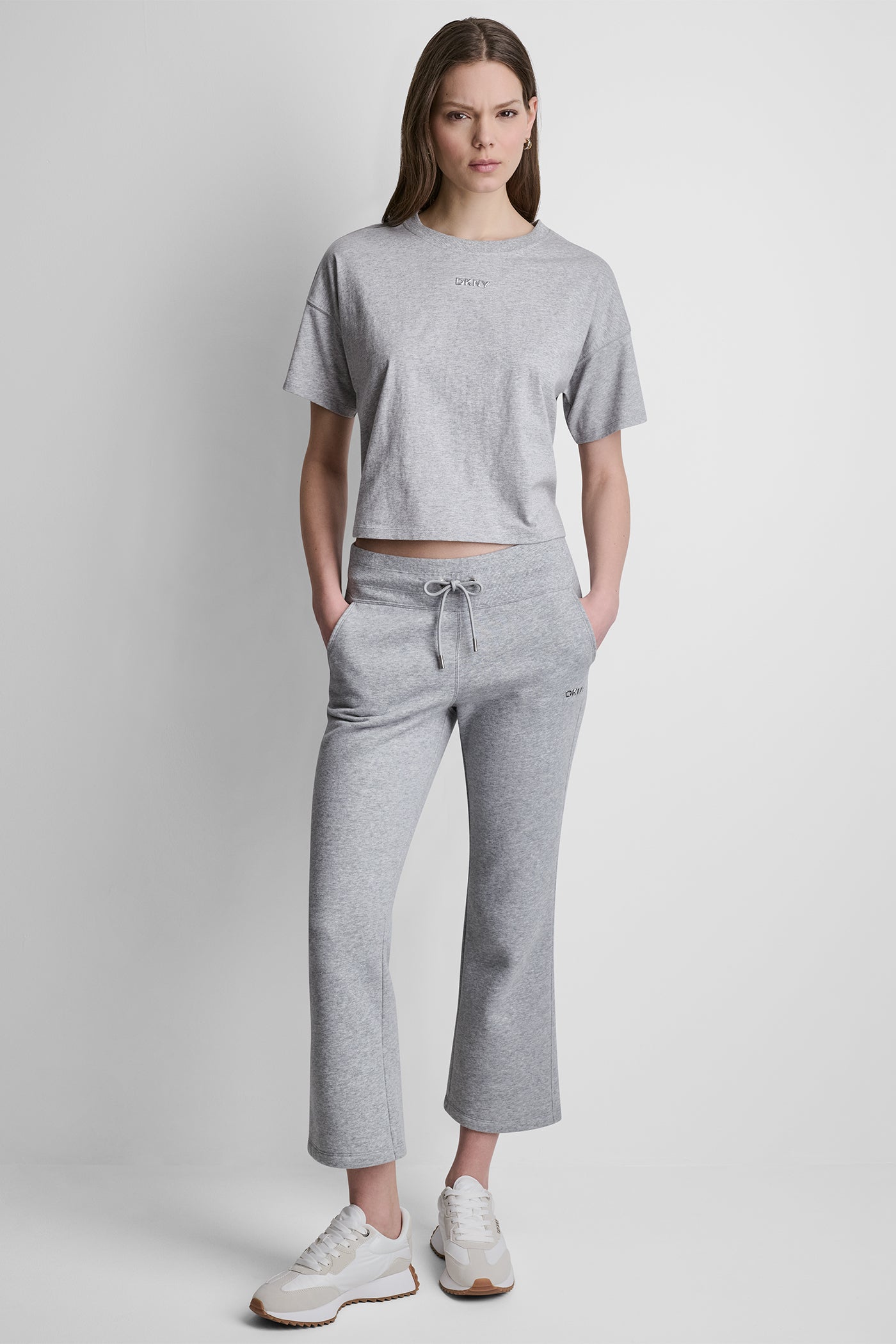 METALLIC BUBBLE LOGO FLARE PANT VIEW 5 | DKNY Promo