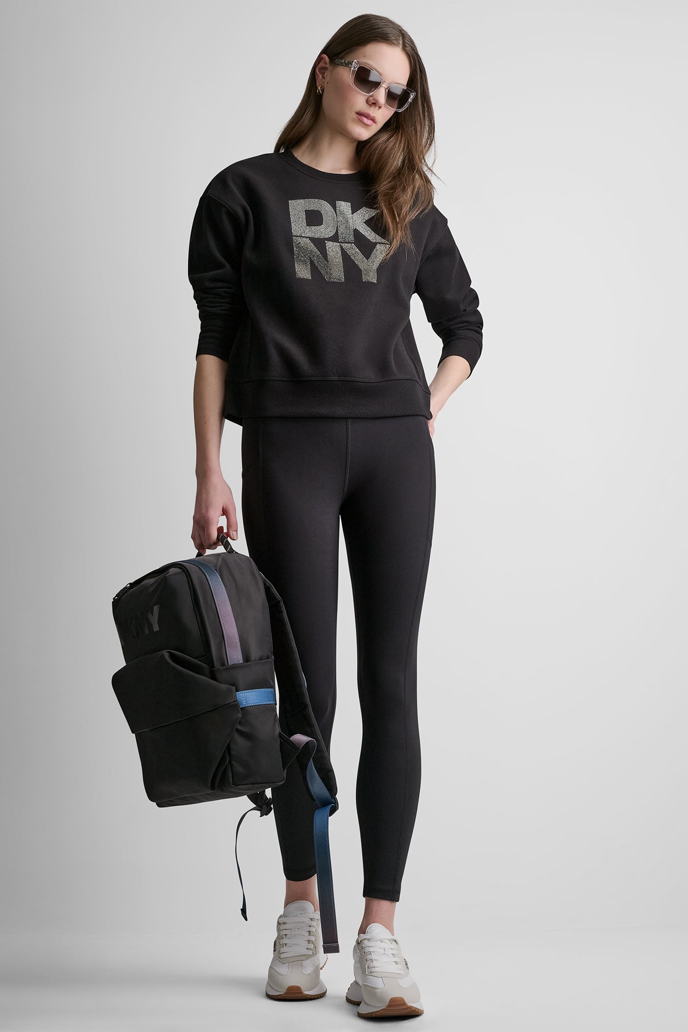 STACKED RHINESTONE LOGO PULLOVER VIEW 6 | DKNY Sport
