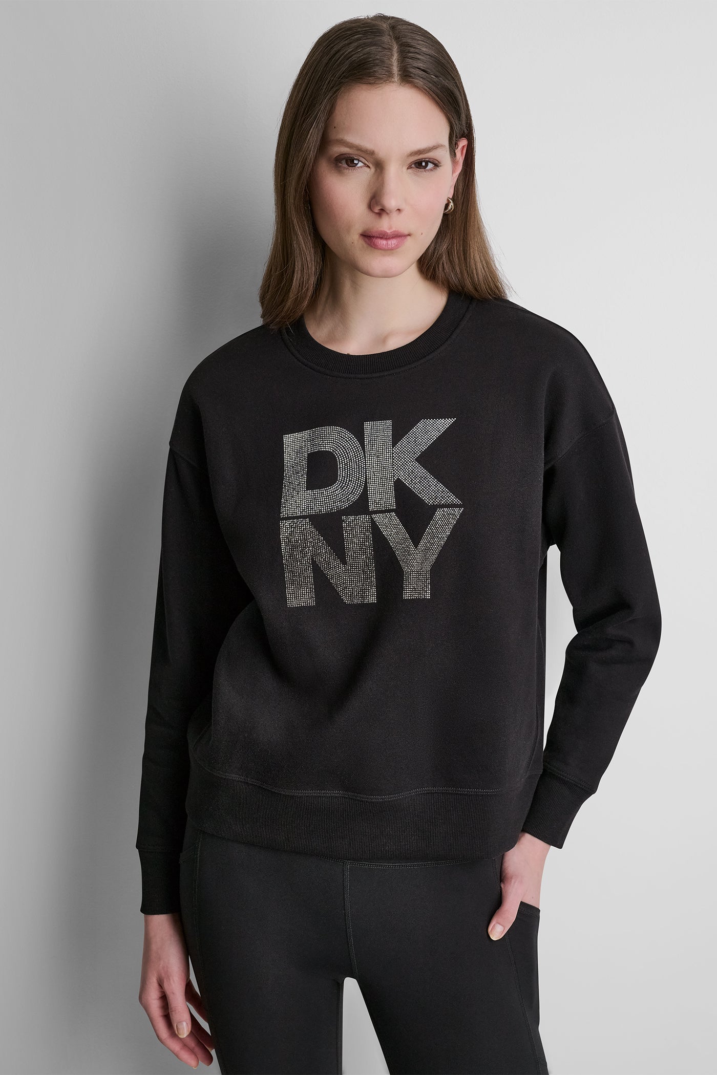 STACKED RHINESTONE LOGO PULLOVER VIEW 5 | DKNY Sport