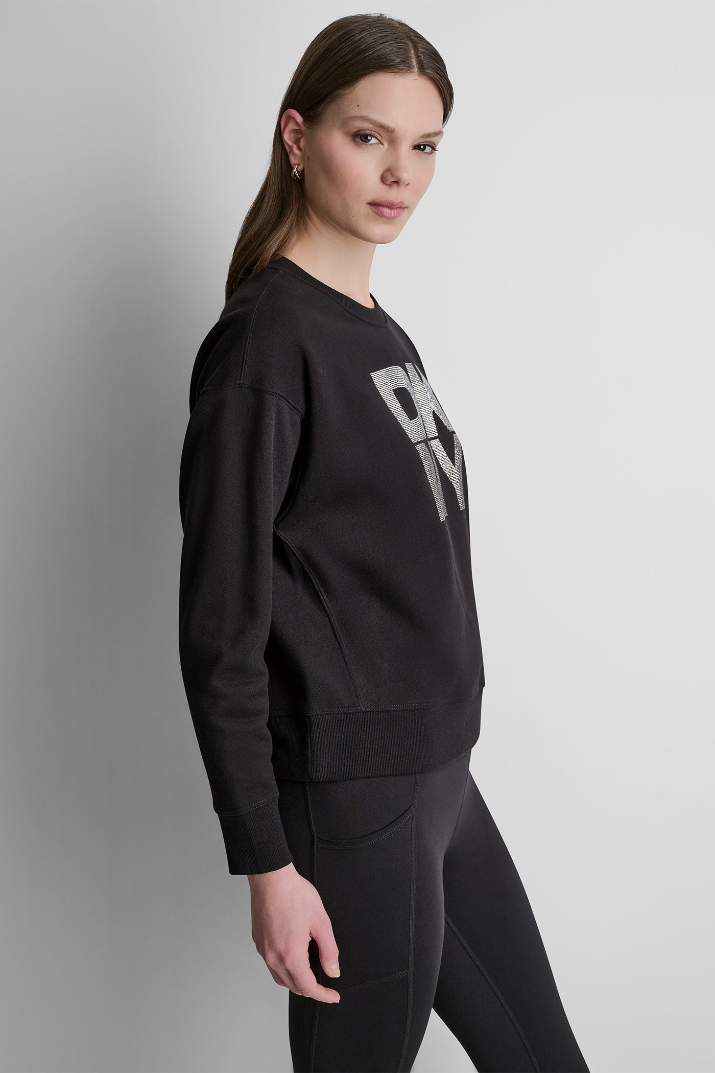 STACKED RHINESTONE LOGO PULLOVER VIEW 4 | DKNY Sport