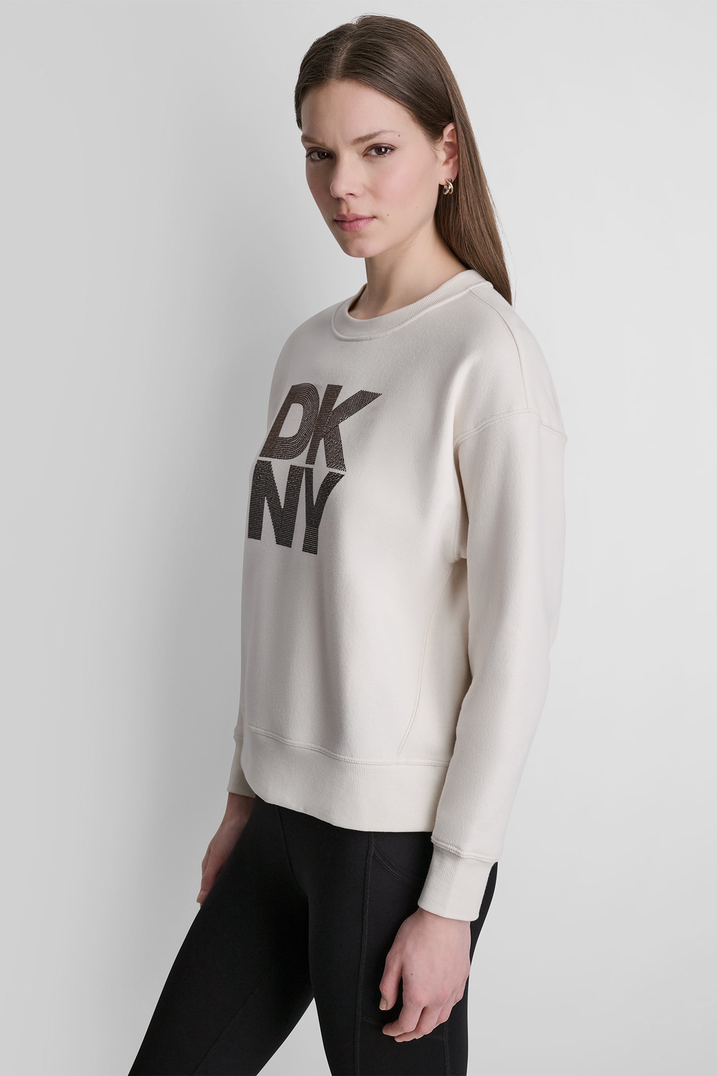 STACKED RHINESTONE LOGO PULLOVER VIEW 4 | DKNY Sport