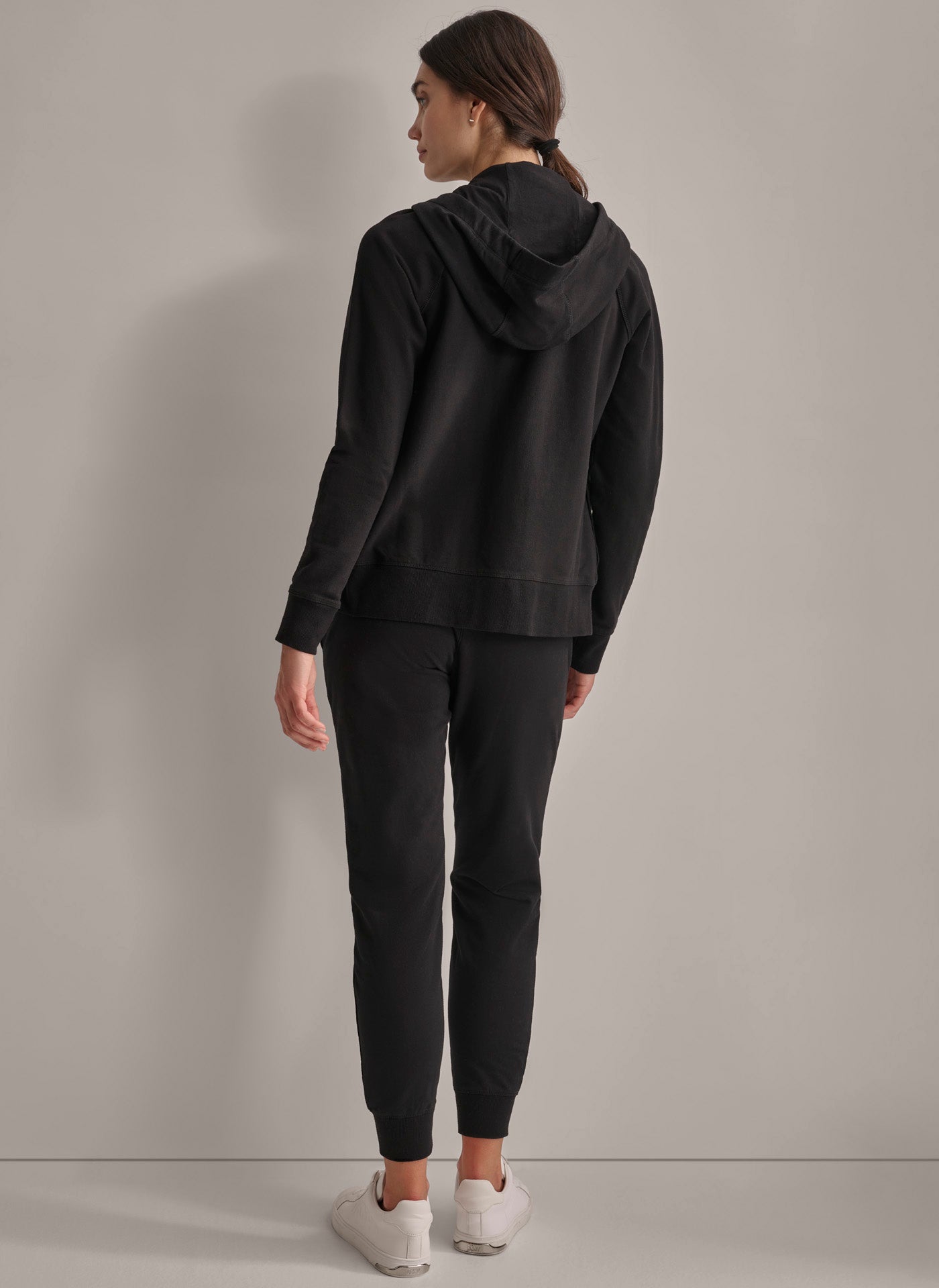 Black TWO TONE LOGO DRAWCORD HOODIE, BACK VIEW | Not Clearance or Preorder