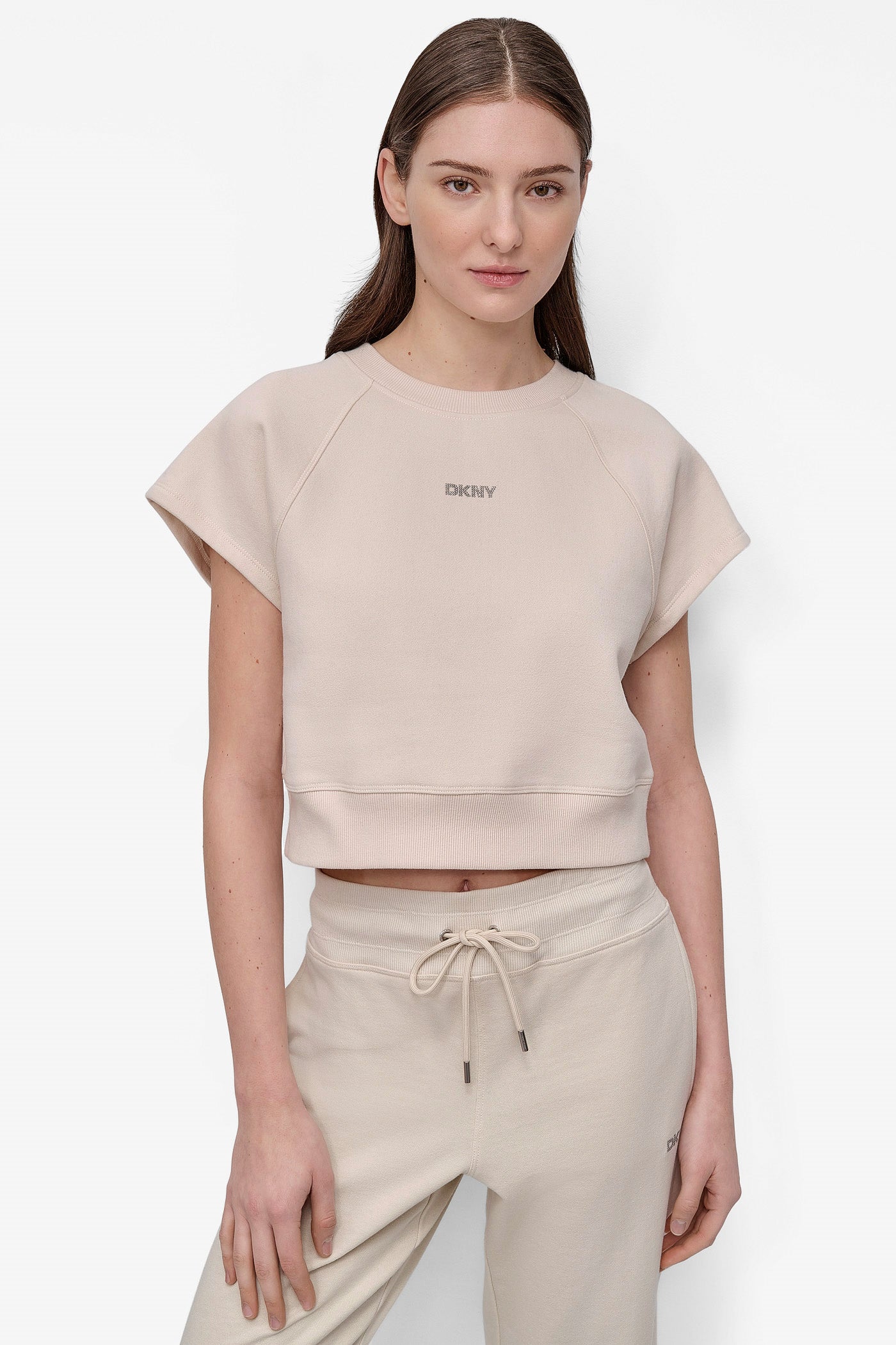 LIGHT CITY KHAKI MINI STUD LOGO RAGLAN PULLOVER, FRONT VIEW | All Products