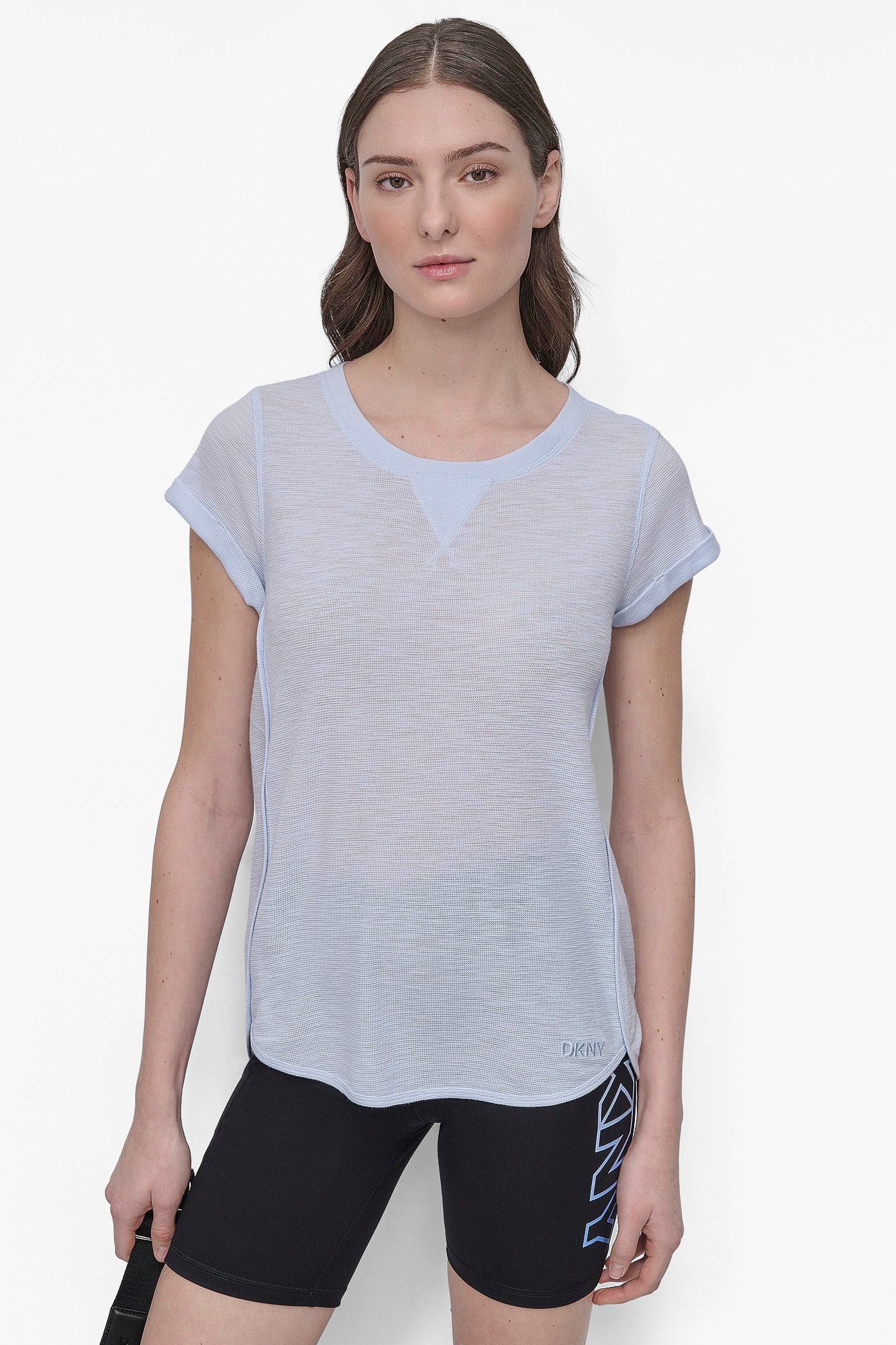 SKYWAY BLUE SLUB WAFFLE-KNIT TEE, VIEW 1 | Tees & Tanks