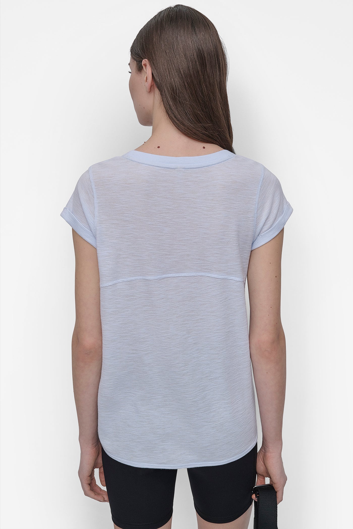 SKYWAY BLUE SLUB WAFFLE-KNIT TEE, VIEW 2 | Tees & Tanks