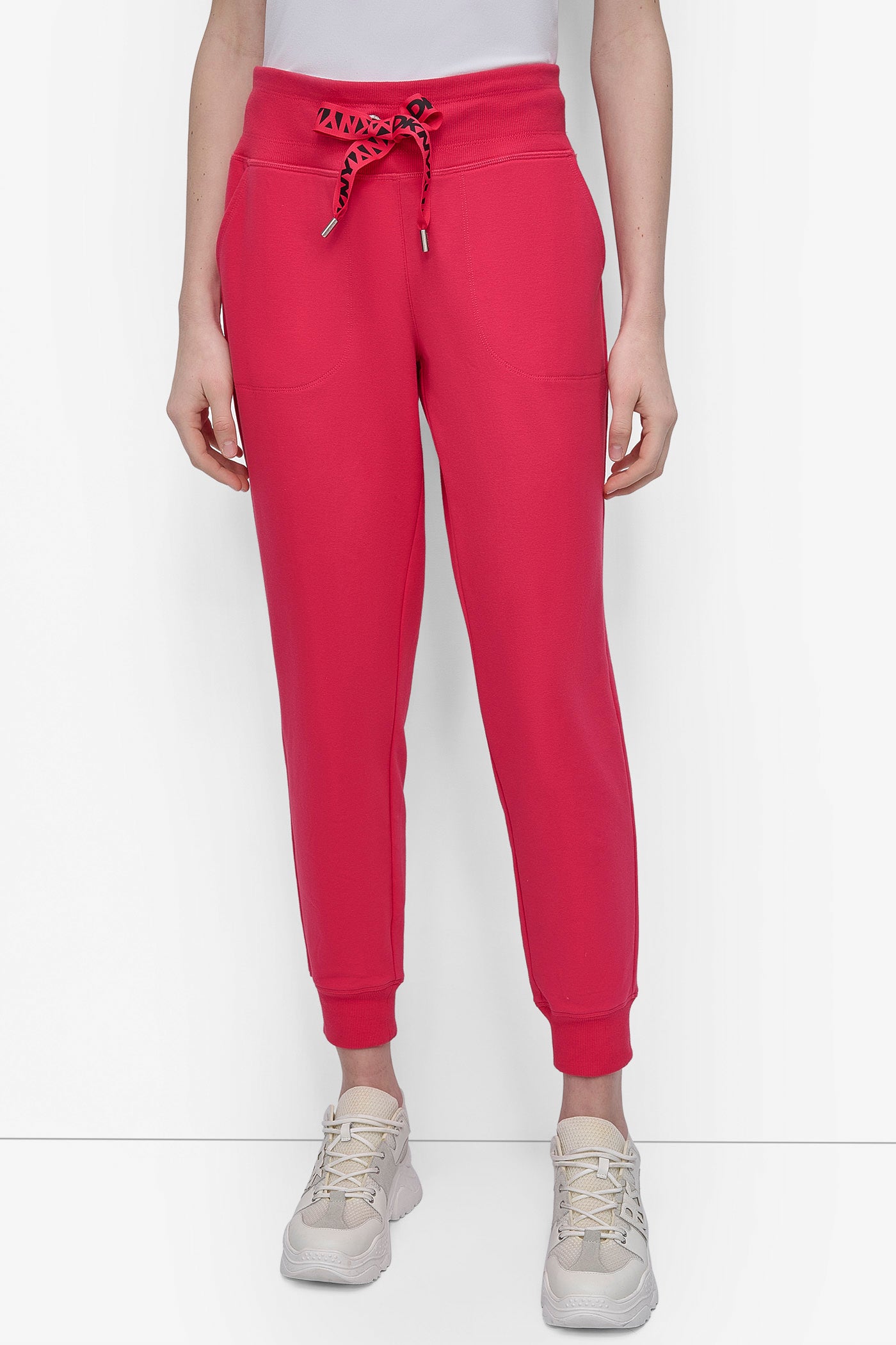 AZALEA/ BLACK HIGH-RISE LOGO DRAWSTRING JOGGER, FRONT VIEW | Sport Essentials