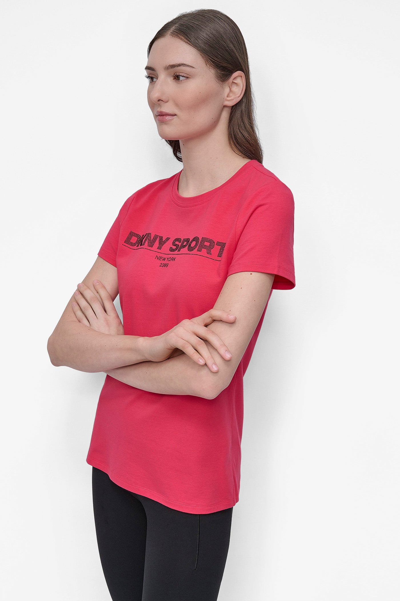 DKNY SPORT RHINESTONE LOGO CREW NECK TEE VIEW 3 | Tees & Tanks